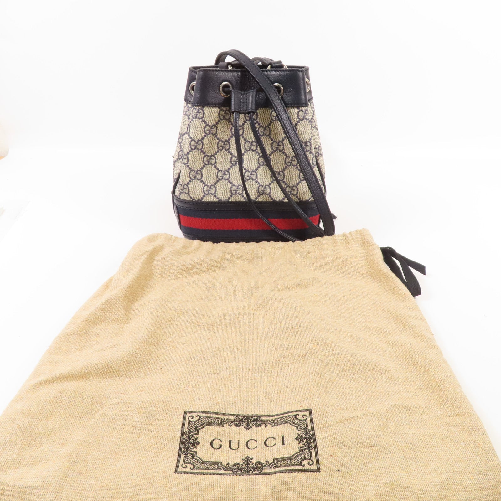 GUCCI 塗層帆布Ophidia銀扣肩背袋