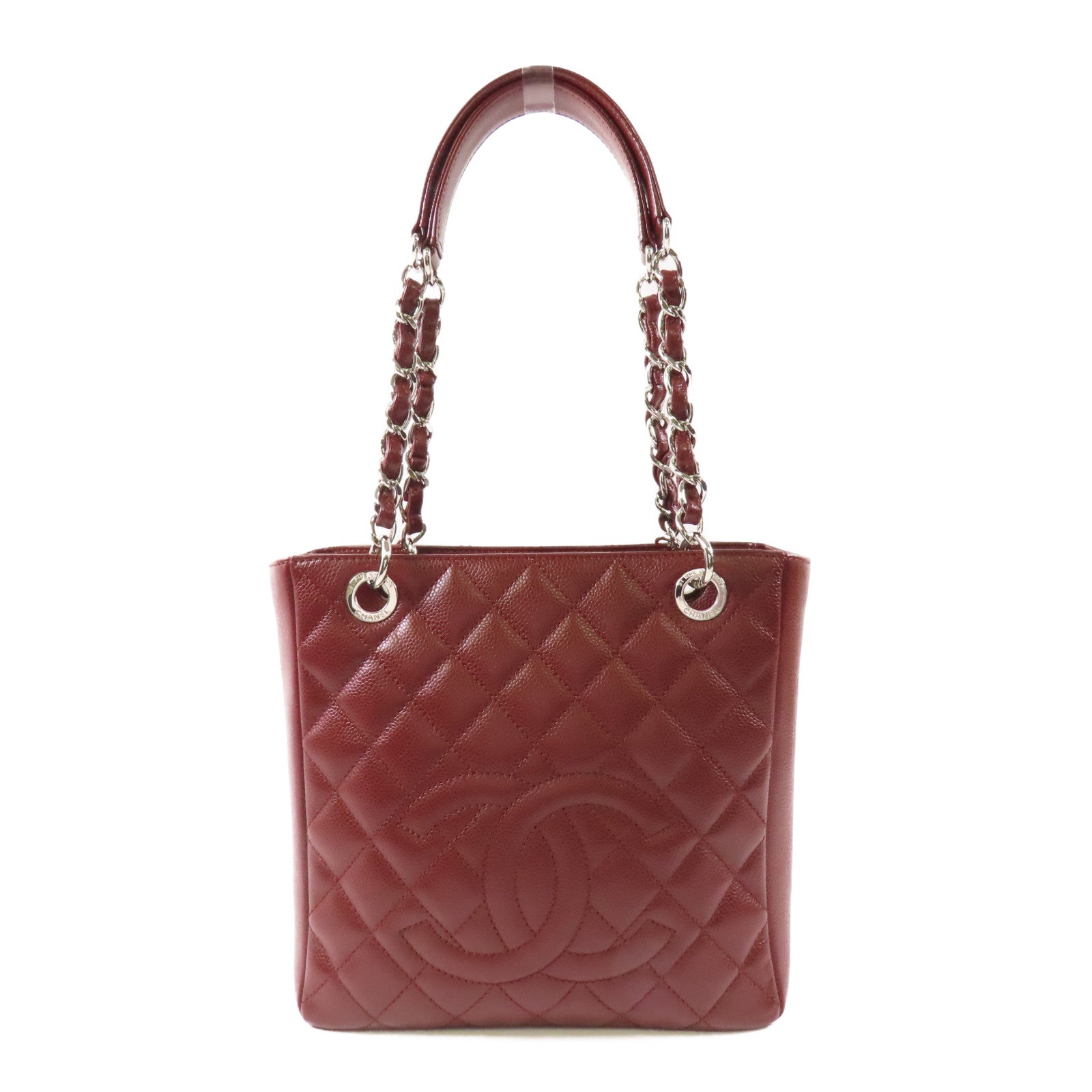 CHANEL 牛皮皮革PST Petite Shopping Tote Bag銀扣鏈帶肩背袋