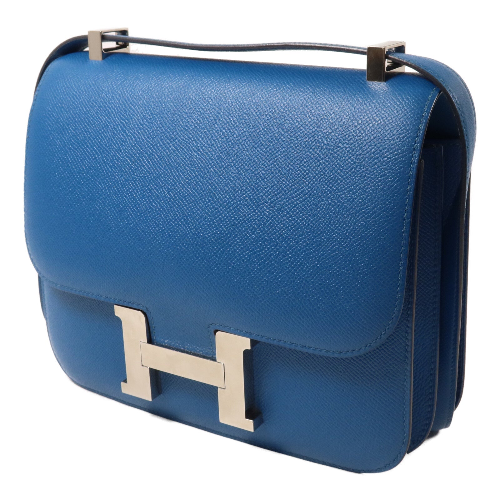 HERMES Epsom皮革Constance 24肩背袋Bleu Izmir