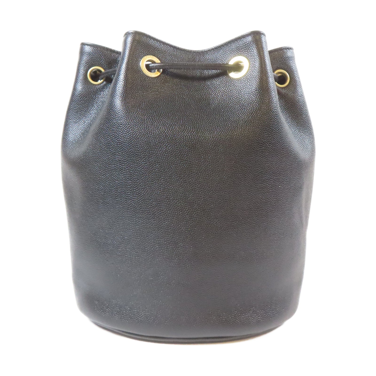 CHANEL Caviar皮革Deauville Drawstring Bucket金扣鏈帶肩背袋黑色