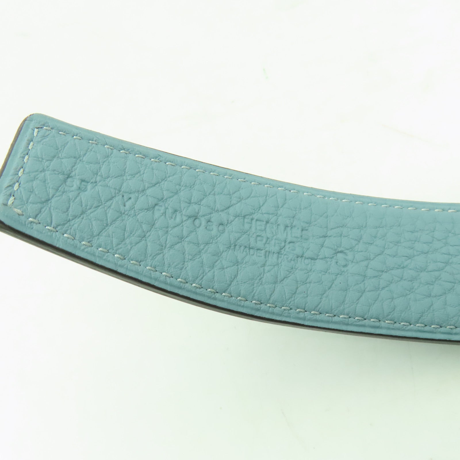 HERMES **【激減優惠】皮革Belt 85cm銀扣皮帶灰色/淺藍色