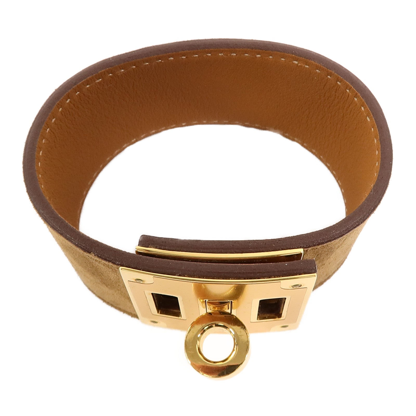 HERMES Doblis皮革Kelly Dog Bracelet手帶Alezan