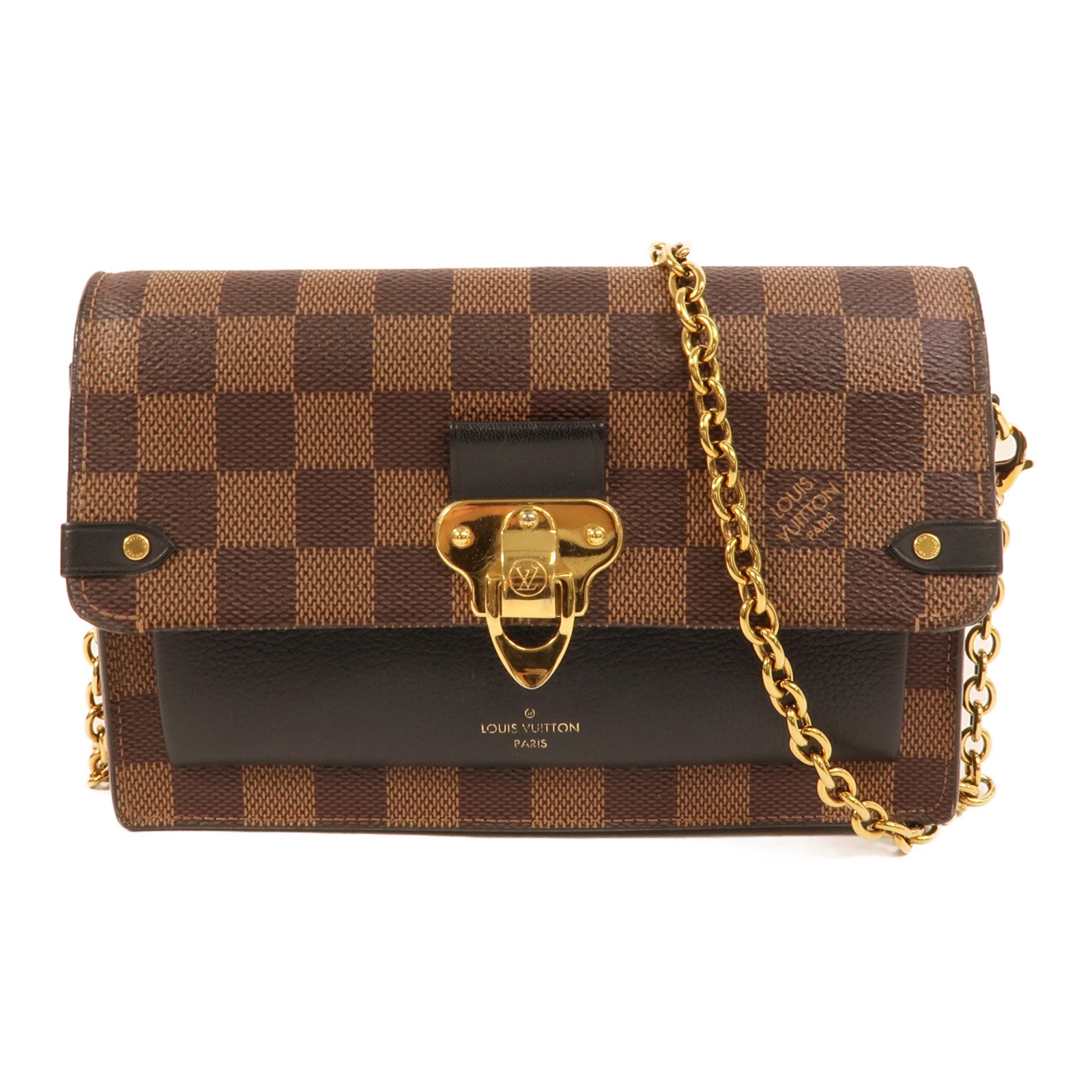 LOUIS VUITTON Damier Vavin PM金扣鏈帶肩背袋