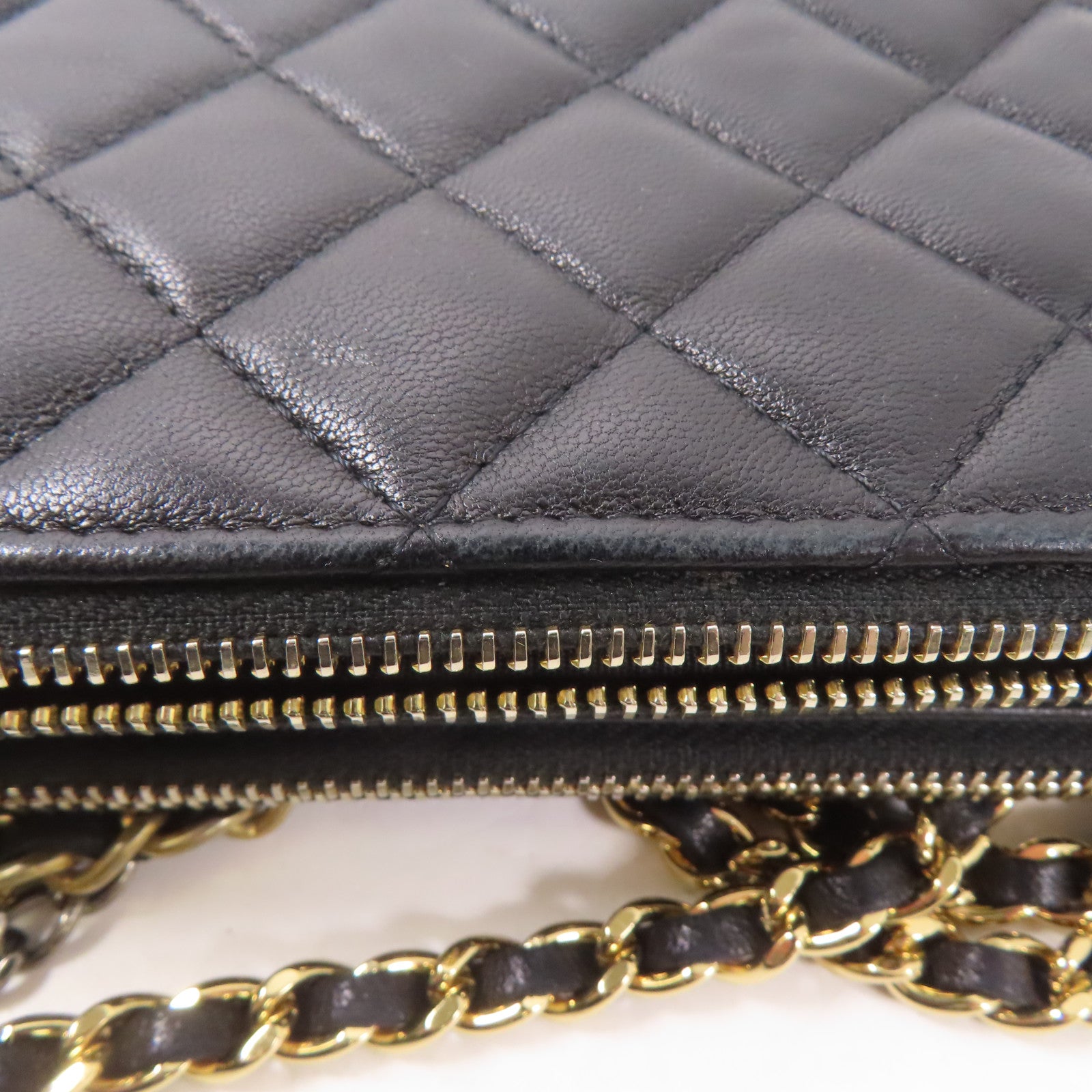 CHANEL 羊皮皮革Chain Shoulder Bag金扣鏈帶肩背袋黑色