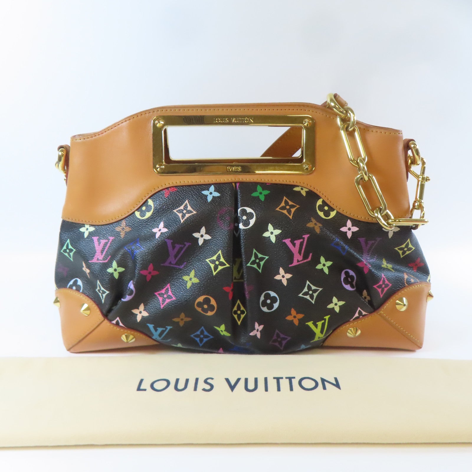 LOUIS VUITTON Monogram Multicolore Judy MM金扣手挽肩背兩用袋黑色/啡色