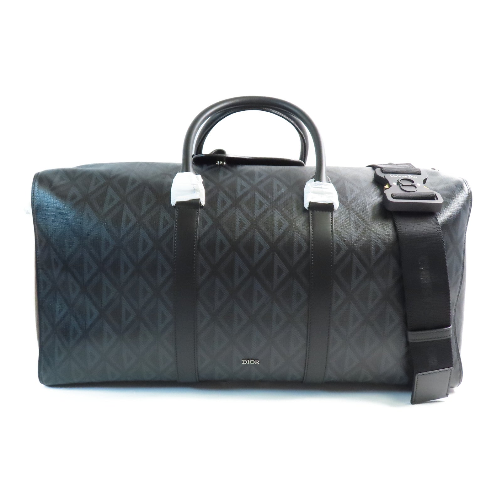 Dior CD Lingot 50 2 Way Shoulder Boston Bag Coated Canvas Black