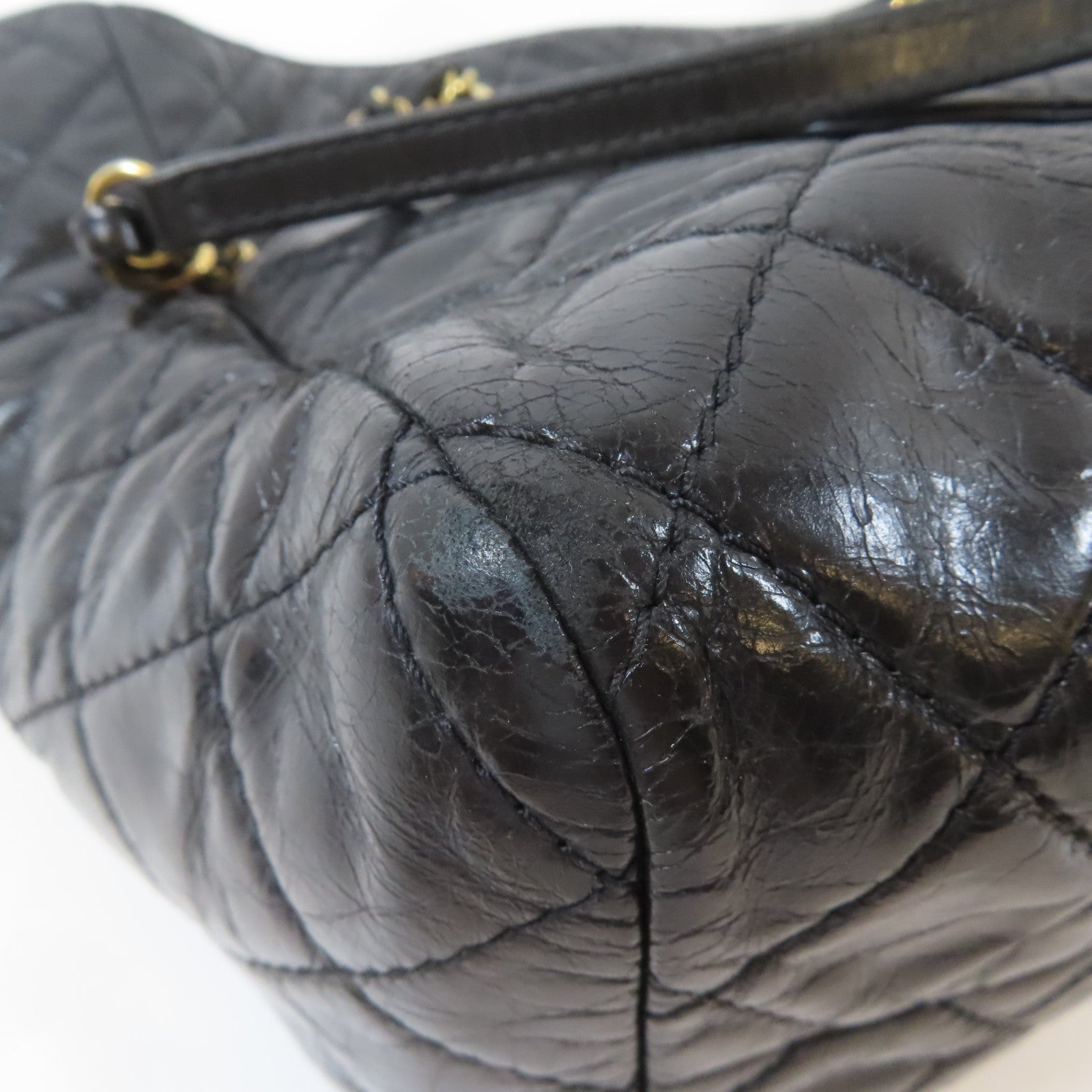 CHANEL 【激減優惠】菱格牛皮皮革Shoulder Bag金扣鏈帶肩背袋黑色