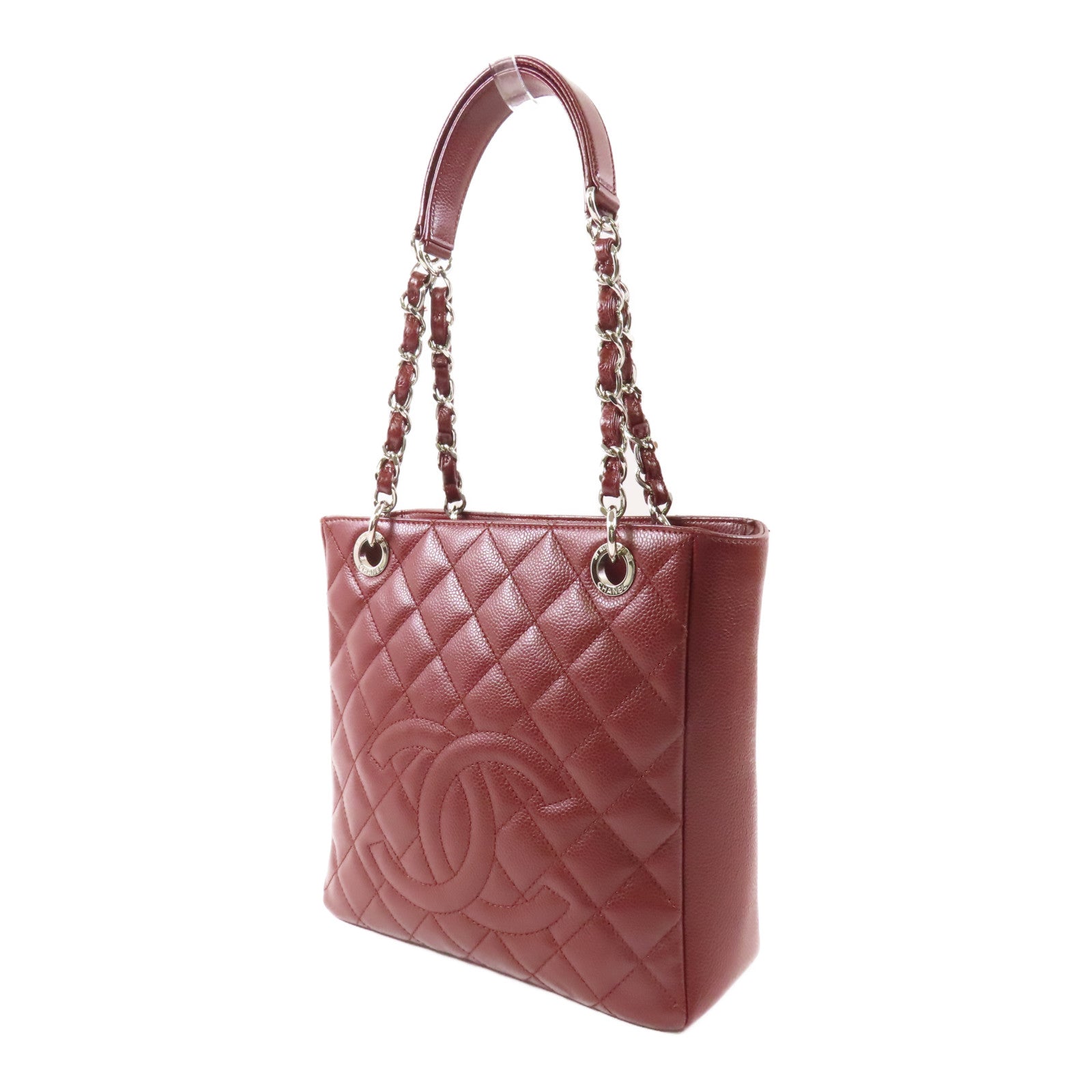 CHANEL 牛皮皮革PST Petite Shopping Tote Bag銀扣鏈帶肩背袋