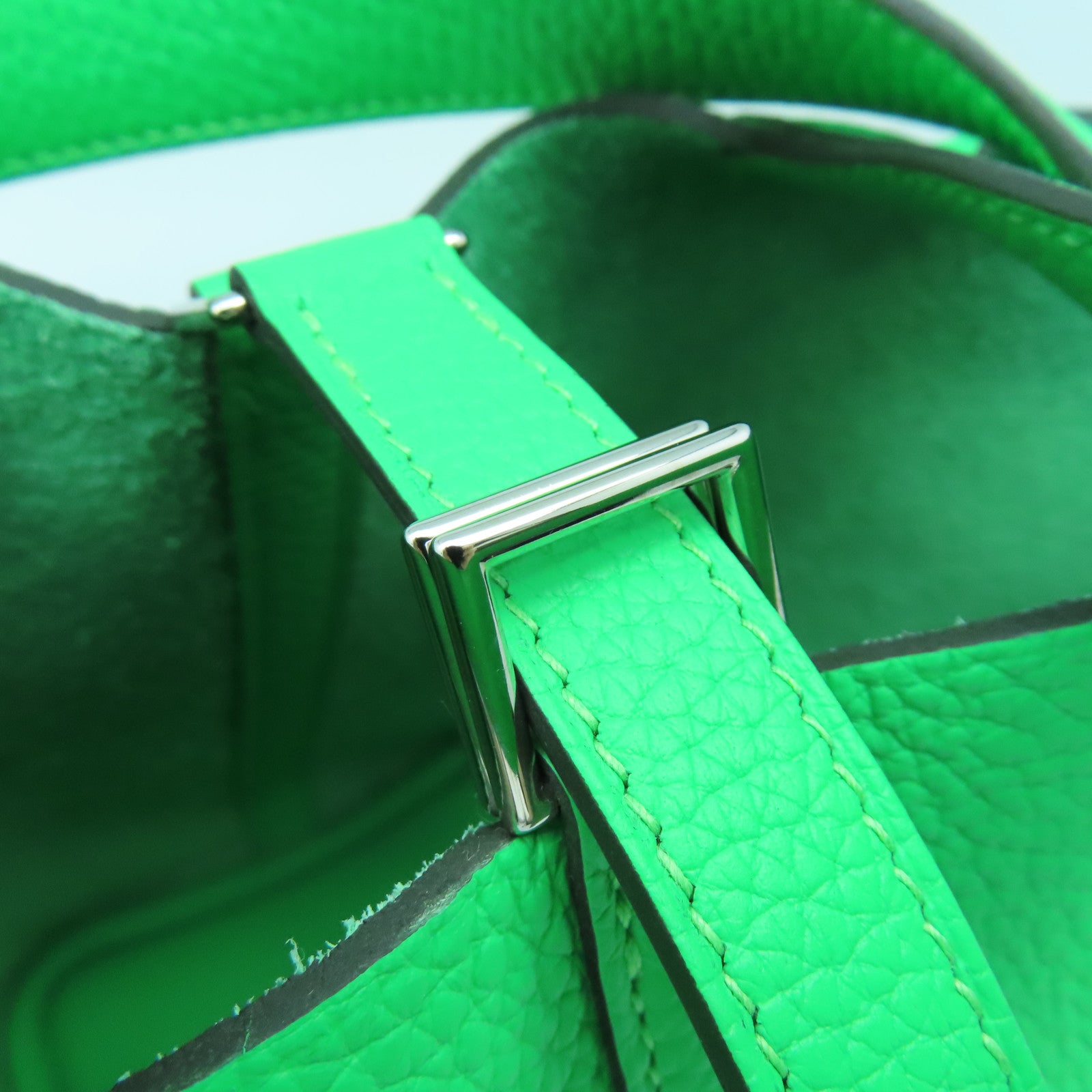HERMES 【激減優惠】Clemence皮革Picotin PM銀扣手挽袋Vert Conics綠色