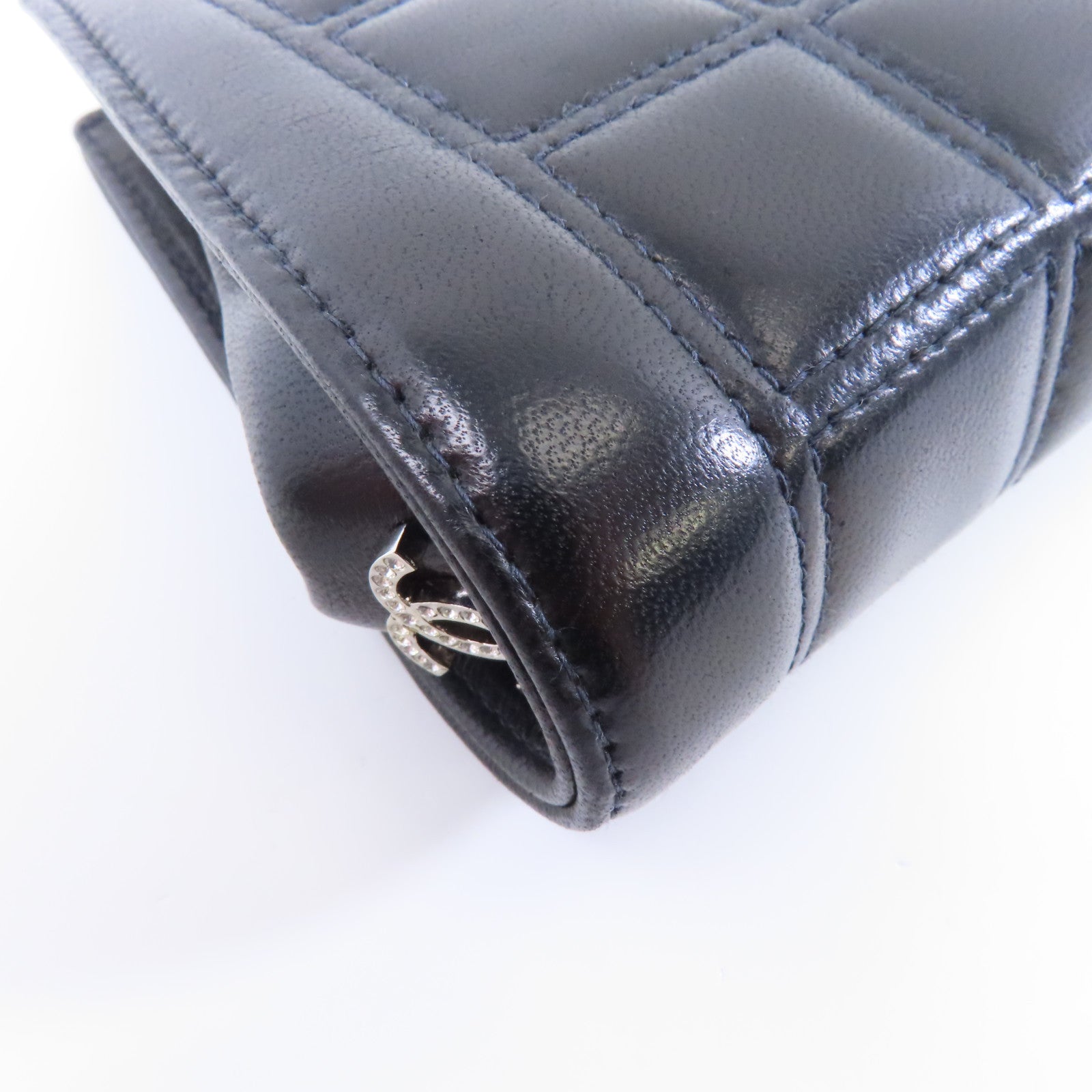 CHANEL 皮革Chain Handbag銀扣鏈帶手挽袋黑色