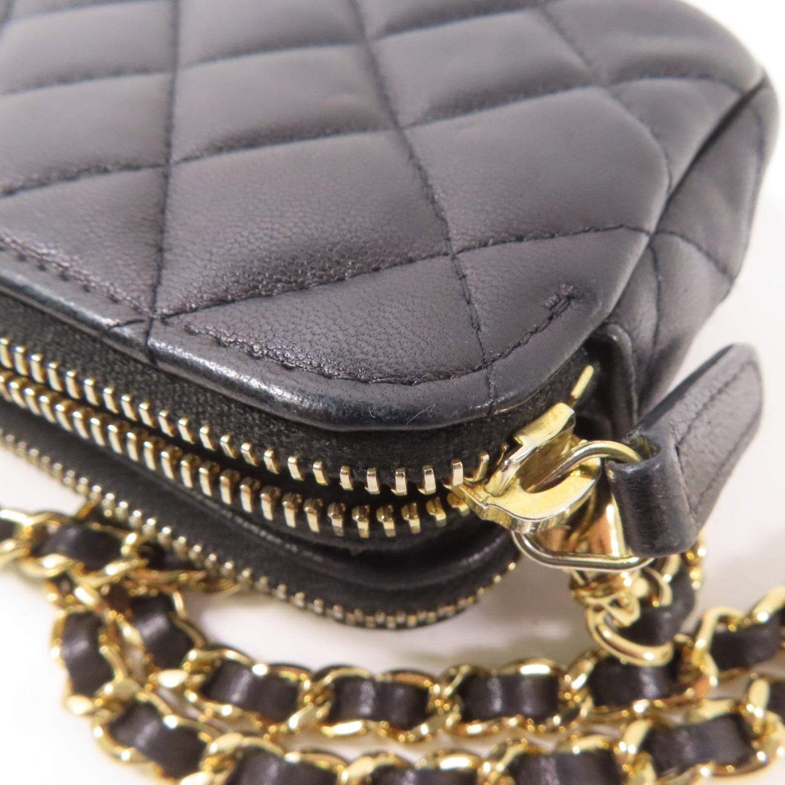 CHANEL 羊皮皮革Chain Shoulder Bag金扣鏈帶肩背袋黑色