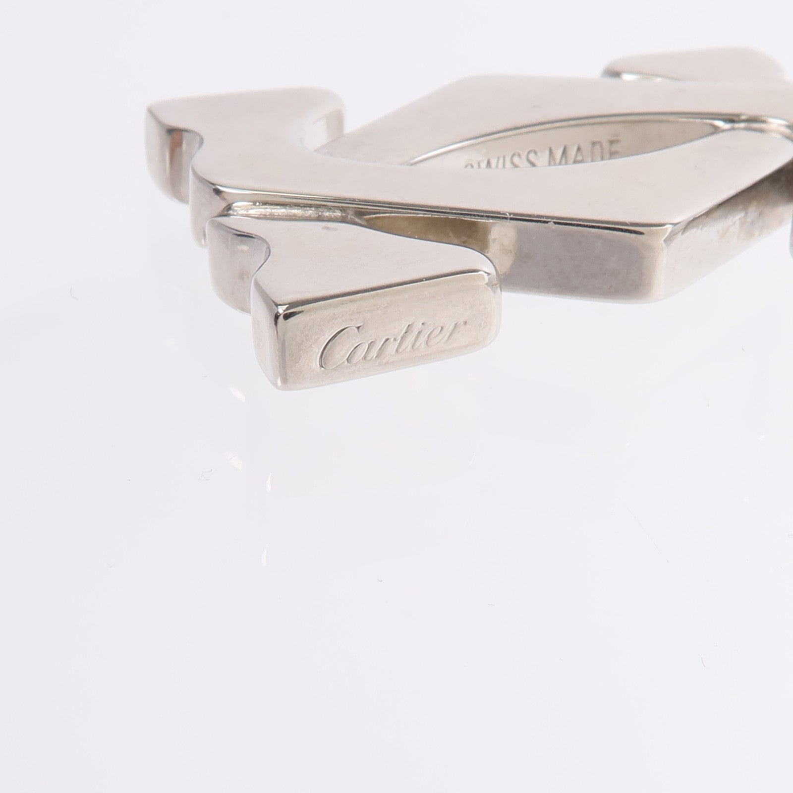 CARTIER 925純銀/不鏽鋼Vintage 2C Logo Pendent Necklace項鍊