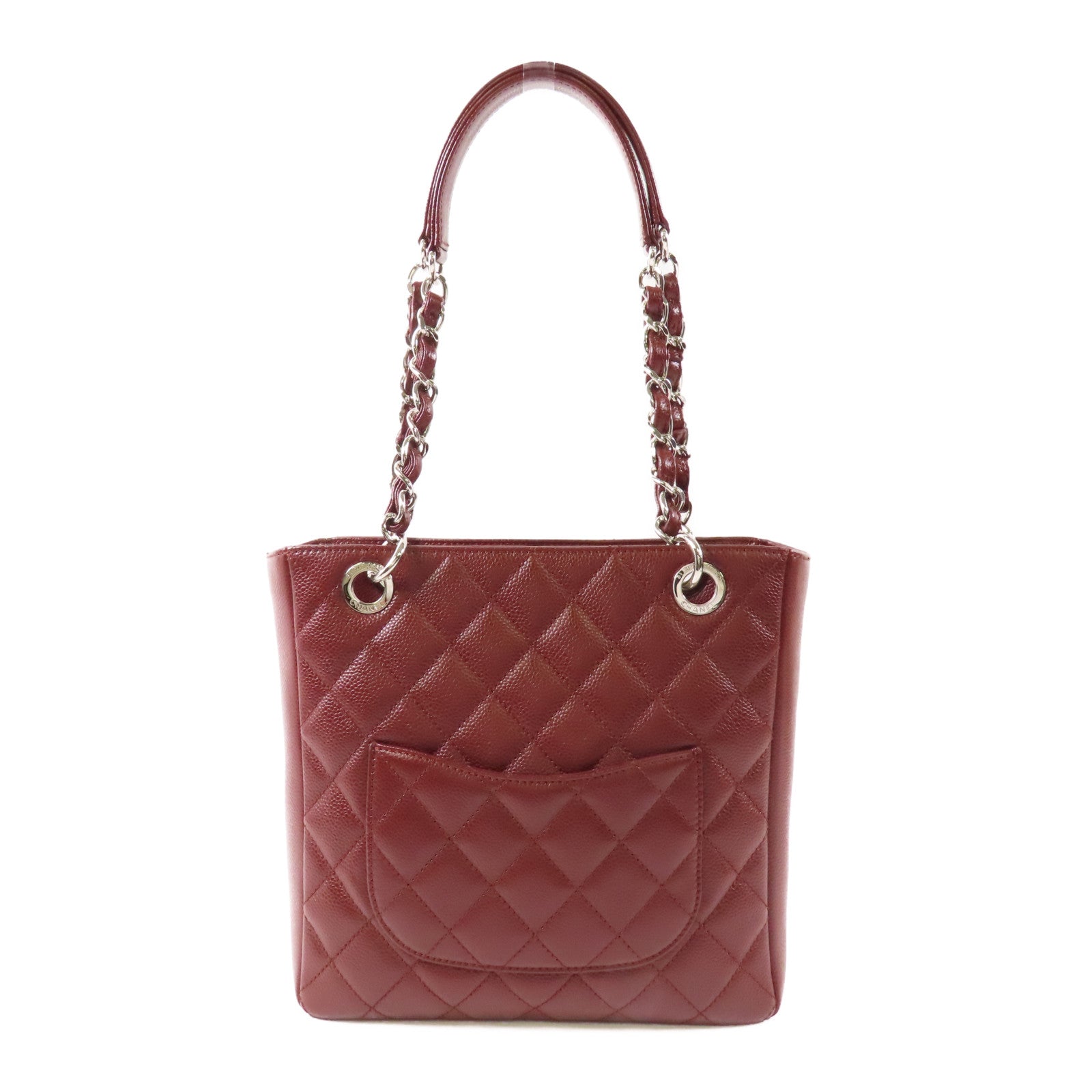 CHANEL 牛皮皮革PST Petite Shopping Tote Bag銀扣鏈帶肩背袋