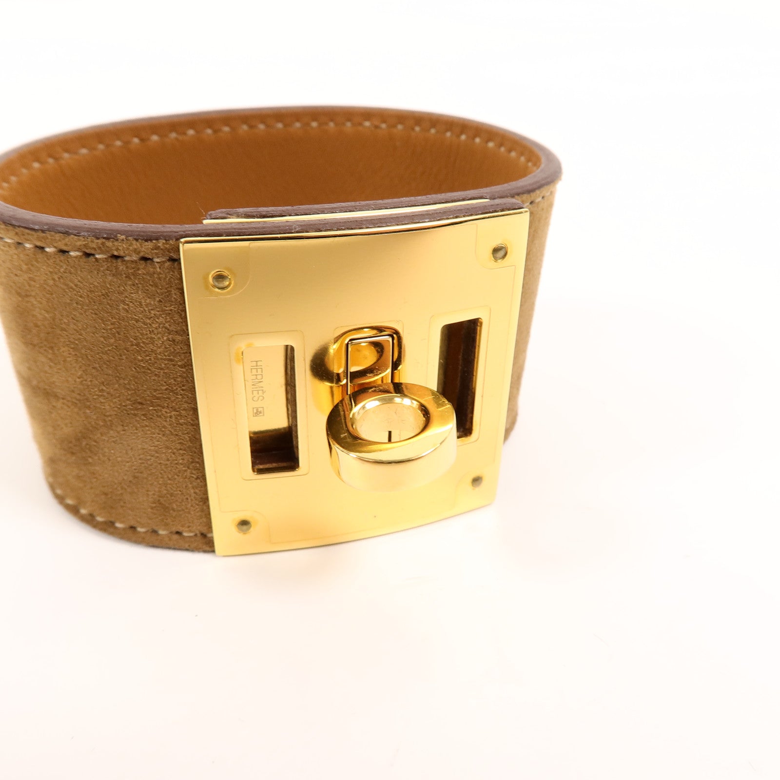 HERMES Doblis皮革Kelly Dog Bracelet手帶Alezan
