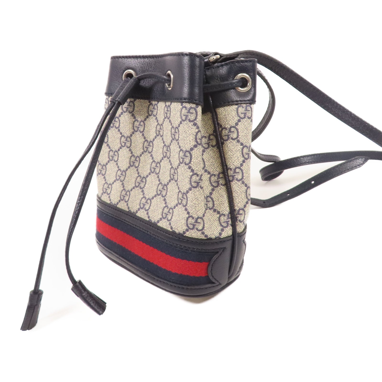 GUCCI 塗層帆布Ophidia銀扣肩背袋