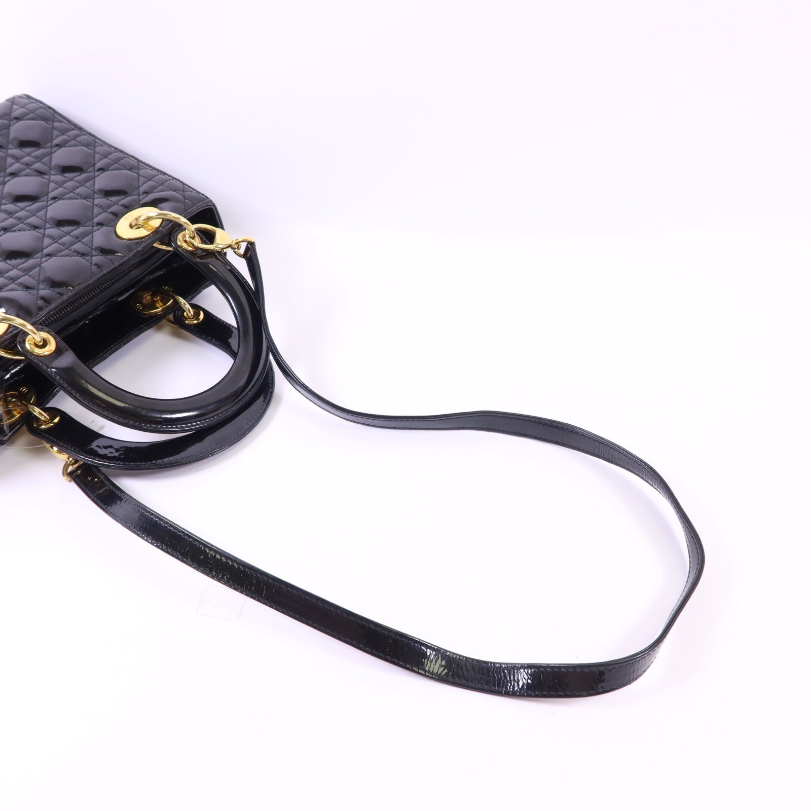 Dior 漆皮皮革Lady Dior金扣手挽肩背兩用袋