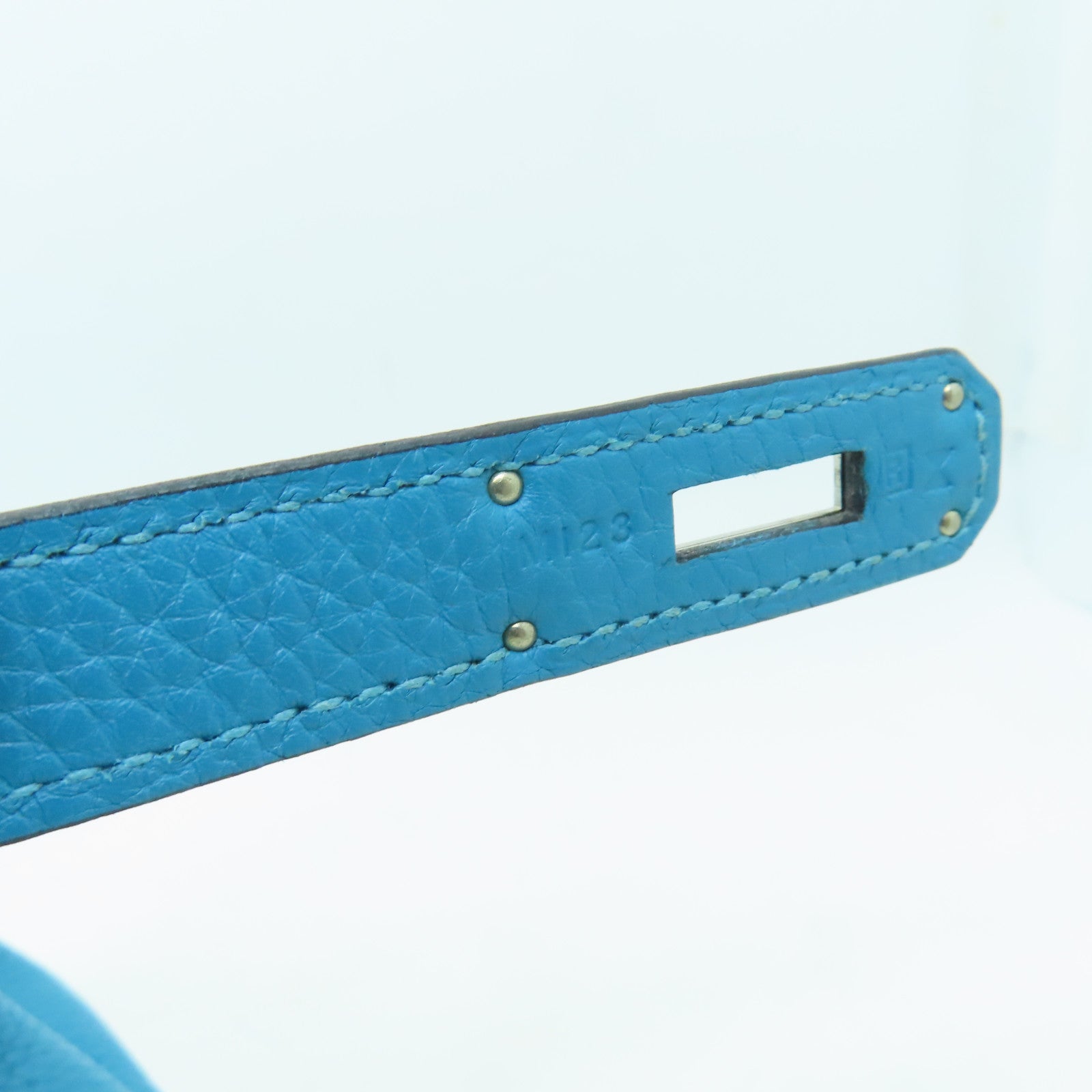 HERMES **【清倉大減價】Clemence皮革Kelly 32銀扣手挽肩背兩用袋綠松石色
