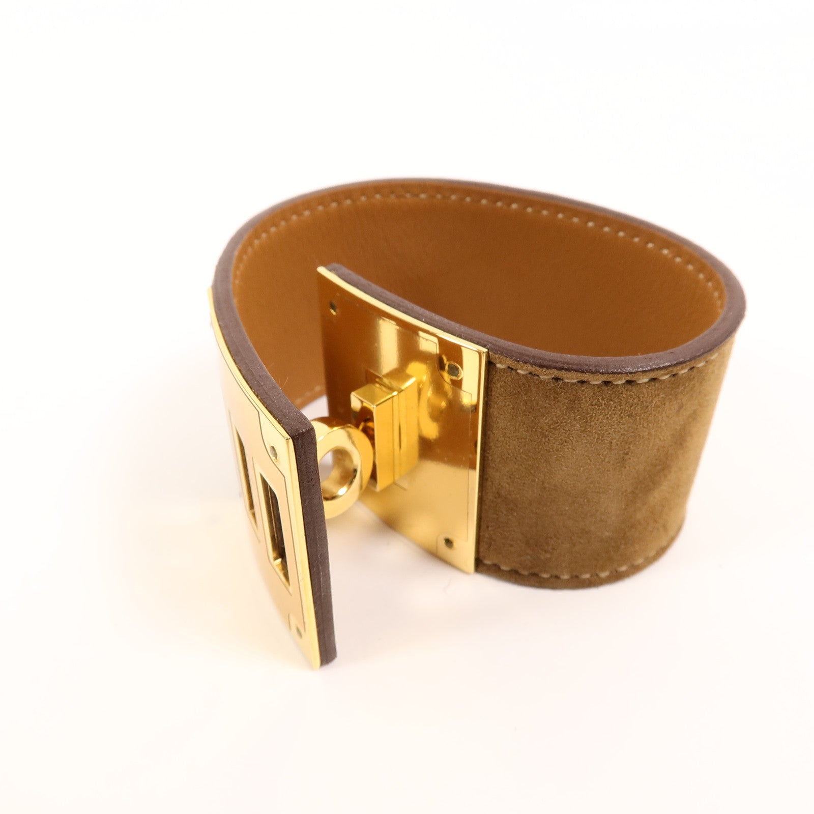 HERMES Doblis皮革Kelly Dog Bracelet手帶Alezan