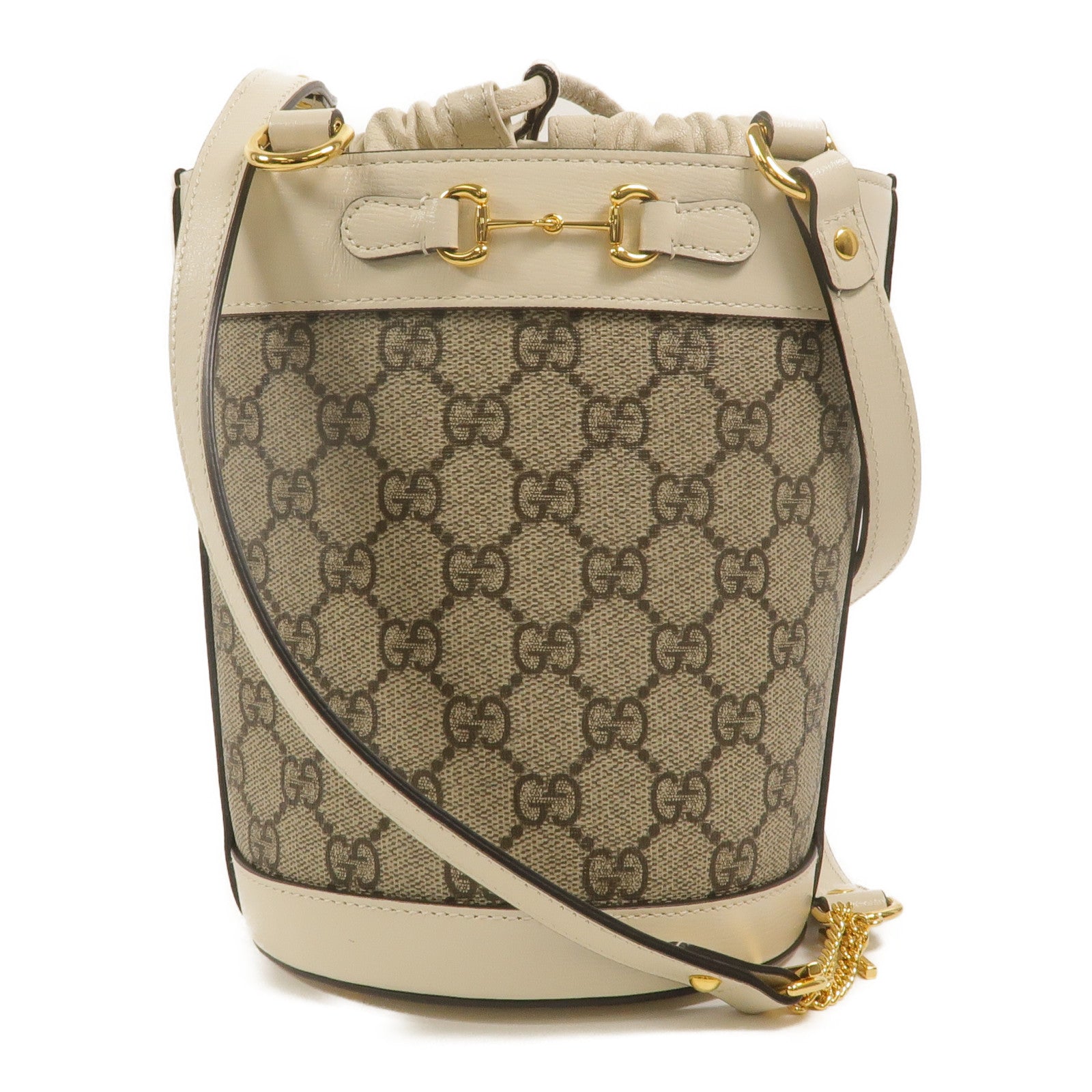 GUCCI 塗層帆布Horsebit 1955 Small Bucket肩背袋