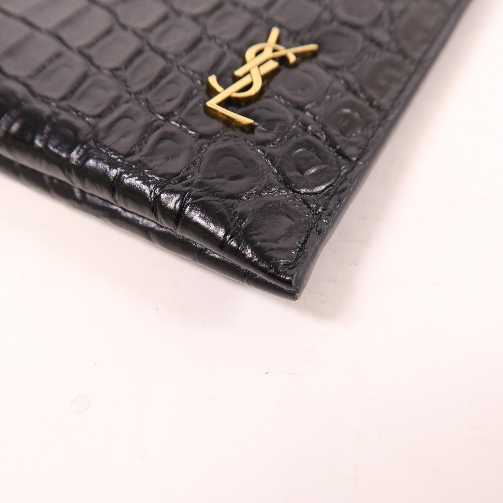 SAINT LAURENT 【激減優惠】牛皮皮革Clutch金扣手拿包