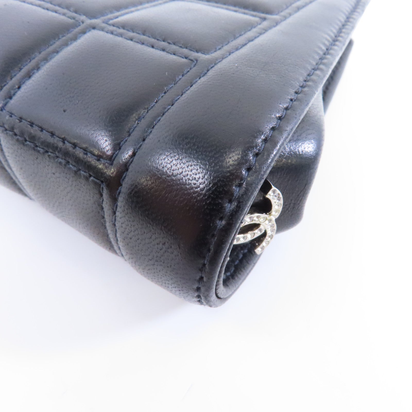 CHANEL 皮革Chain Handbag銀扣鏈帶手挽袋黑色