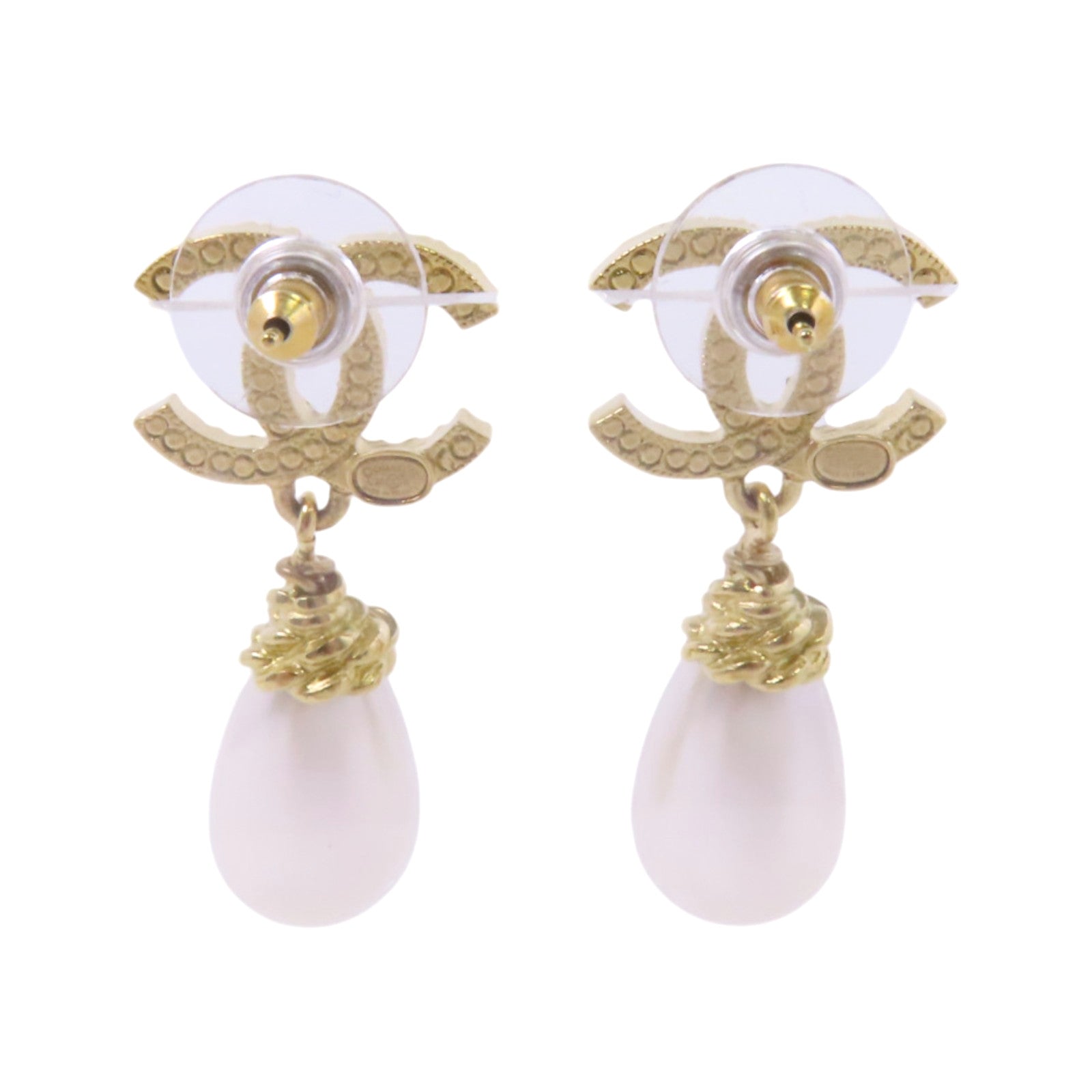 CHANEL 金屬/水鑽/仿珍珠Earrings金扣耳環
