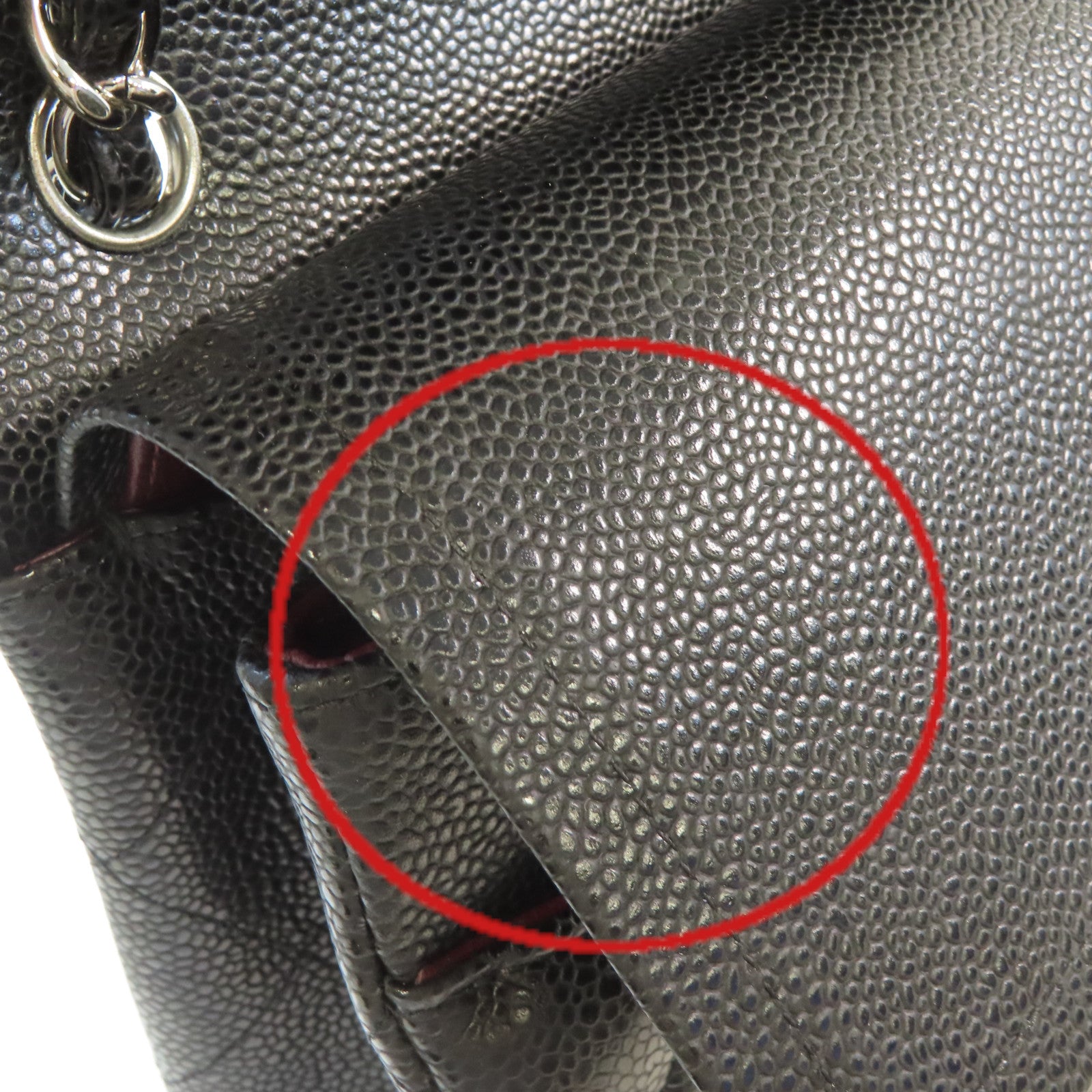 CHANEL **【激減優惠】菱格Caviar皮革Jumbo Chain Shoulder Bag銀扣鏈帶肩背袋黑色