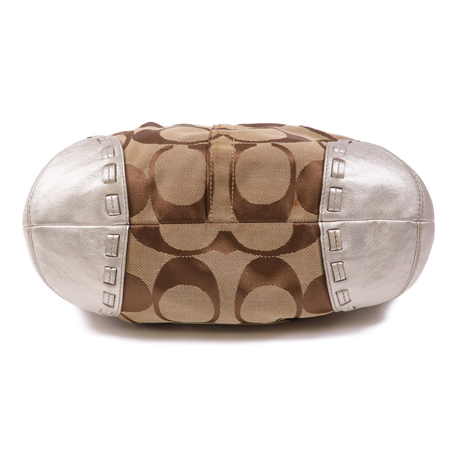 COACH 皮革/帆布Shoulder Bag銀扣肩背袋