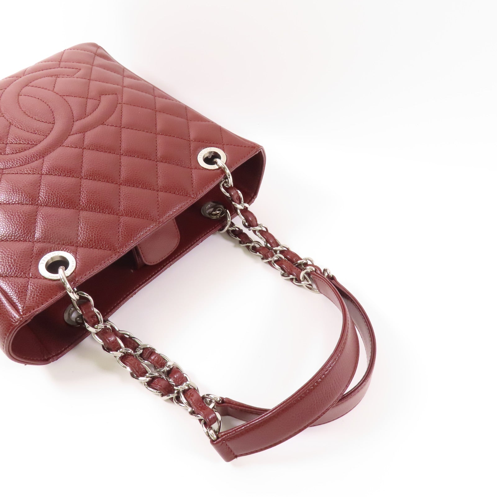 CHANEL 牛皮皮革PST Petite Shopping Tote Bag銀扣鏈帶肩背袋