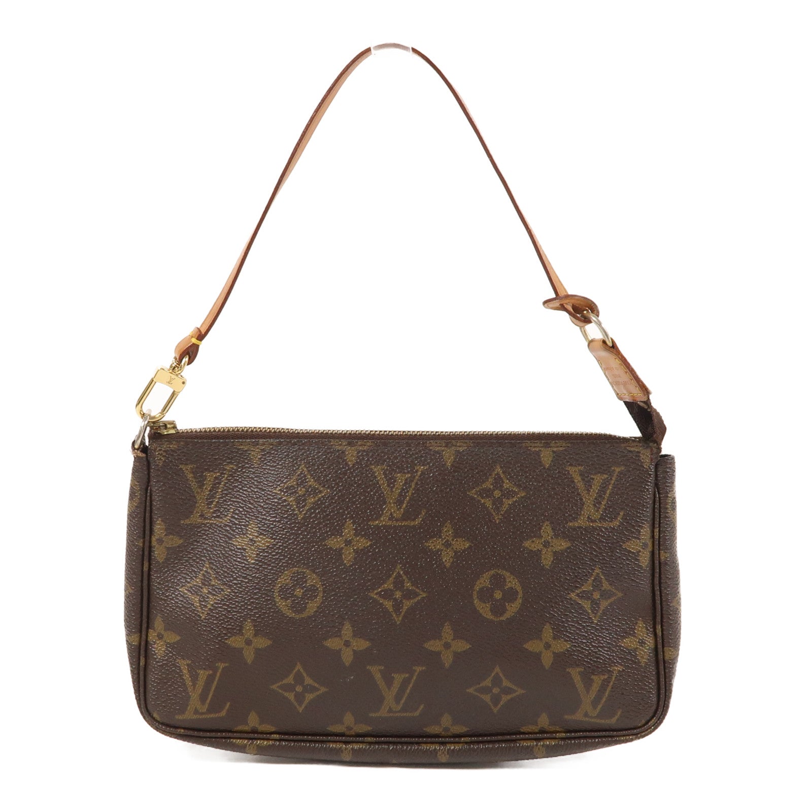 LOUIS VUITTON Monogram Pochette Accessoires金扣手拿包棕色