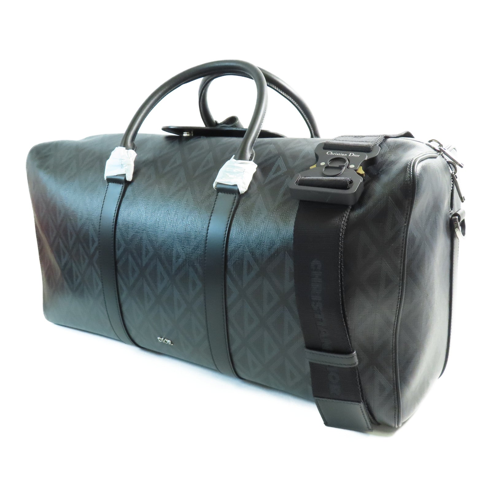 Dior CD Lingot 50 2 Way Shoulder Boston Bag Coated Canvas Black