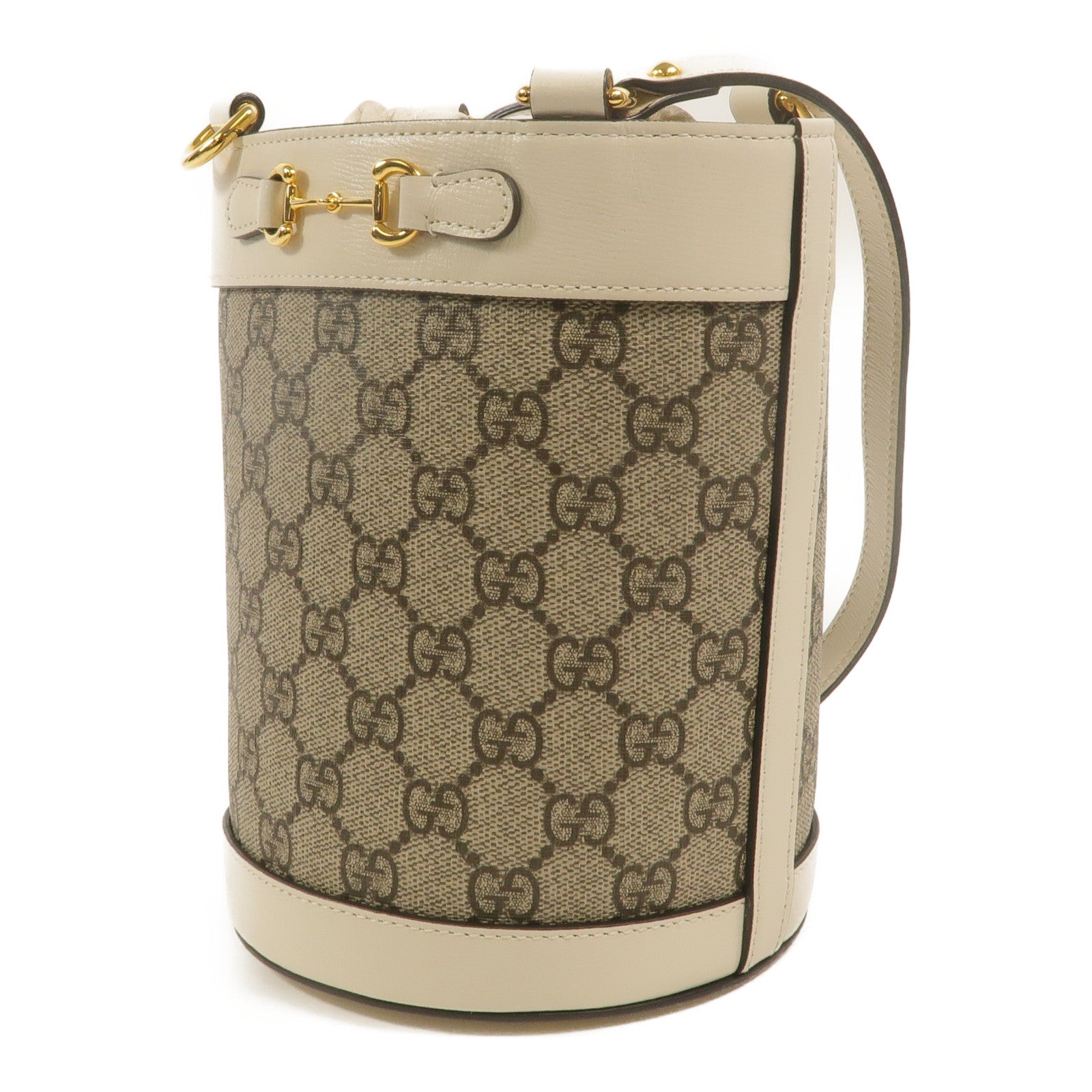 GUCCI 塗層帆布Horsebit 1955 Small Bucket肩背袋