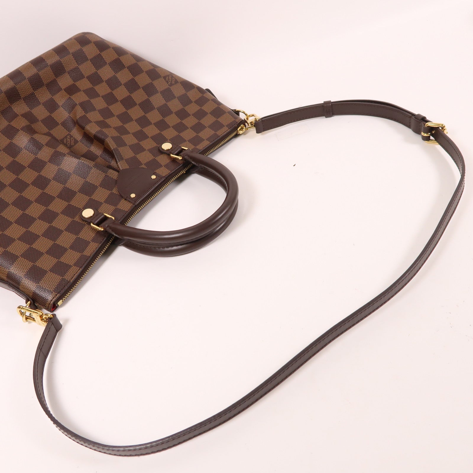 LOUIS VUITTON Damier Siena MM金扣手挽肩背兩用袋