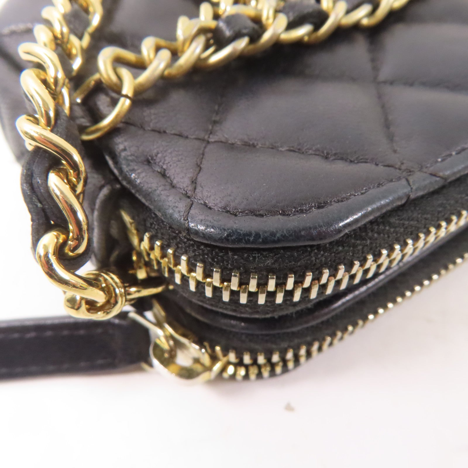 CHANEL 羊皮皮革Chain Shoulder Bag金扣鏈帶肩背袋黑色