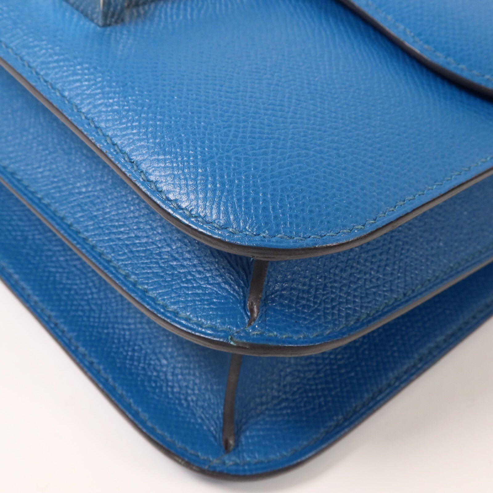 HERMES Epsom皮革Constance 24肩背袋Bleu Izmir