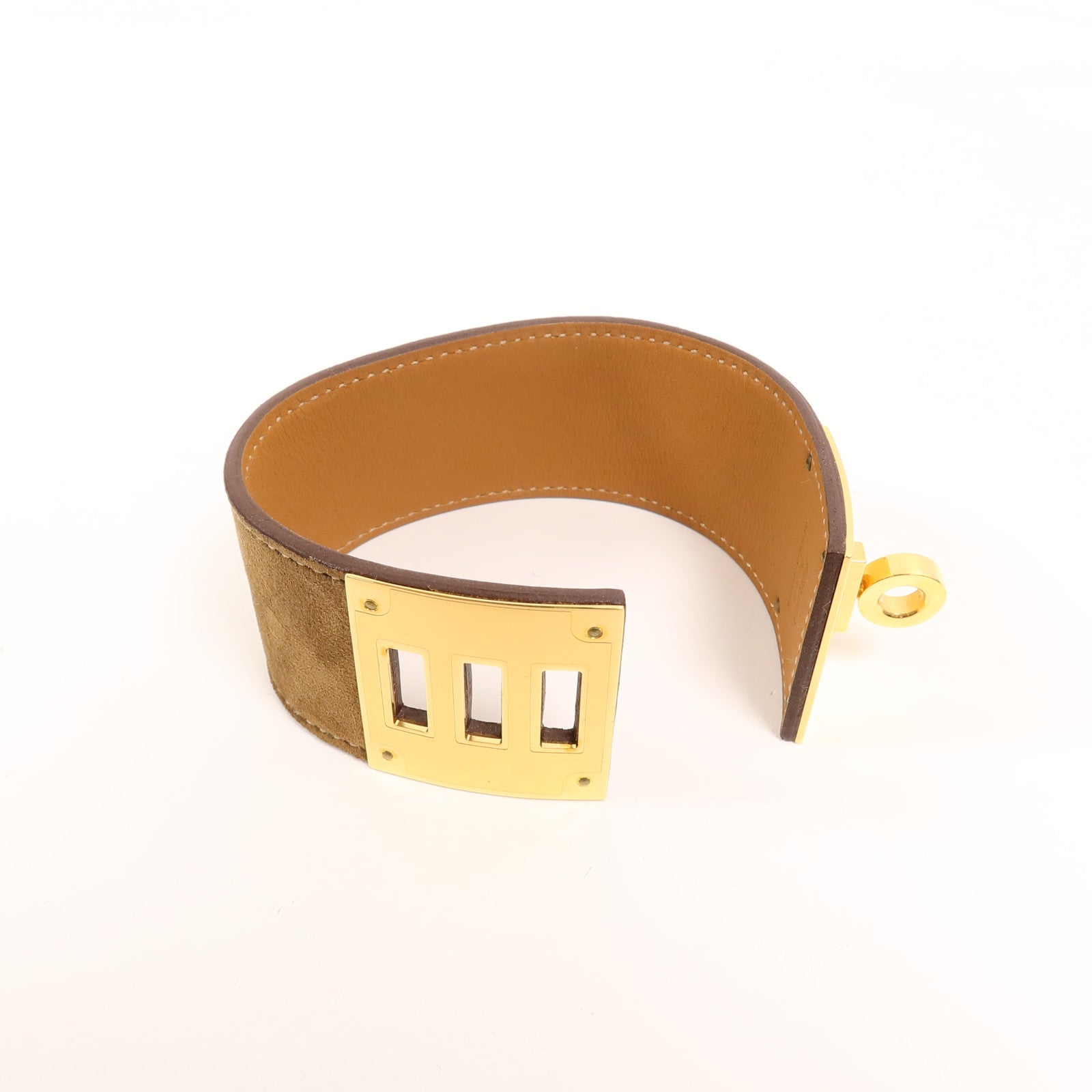 HERMES Doblis皮革Kelly Dog Bracelet手帶Alezan