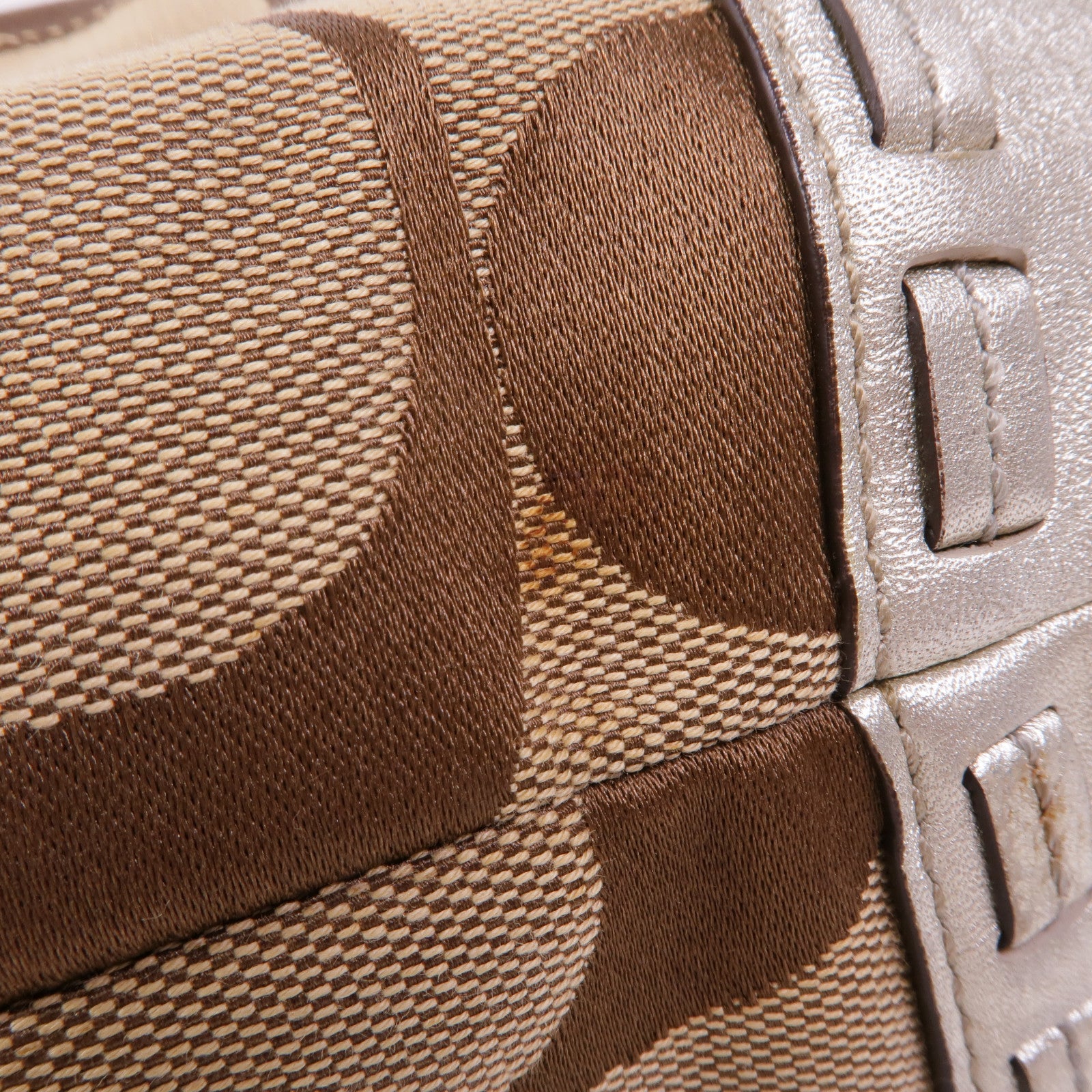 COACH 皮革/帆布Shoulder Bag銀扣肩背袋