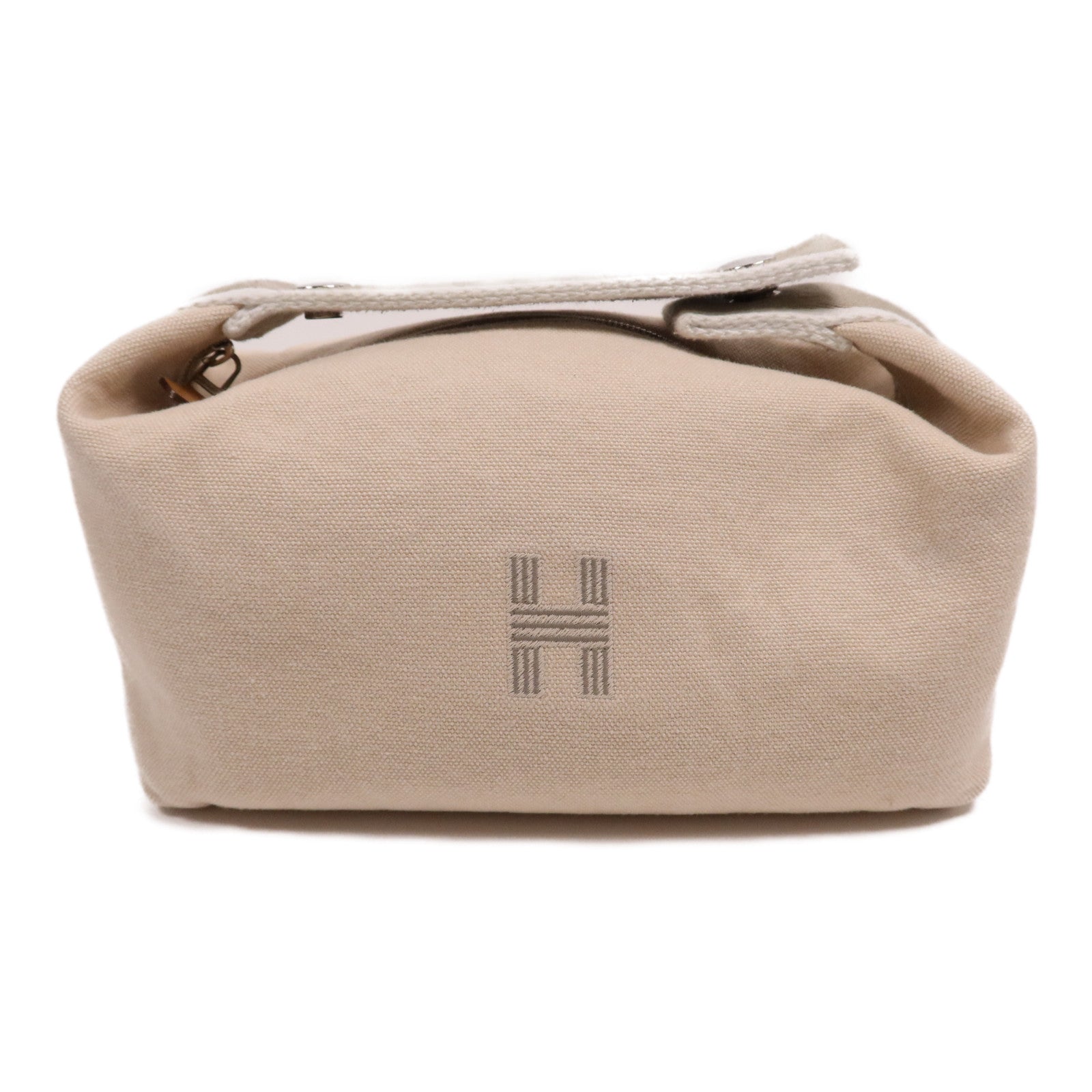 HERMES 帆布Bride A Brac PM銀扣手挽袋Beige