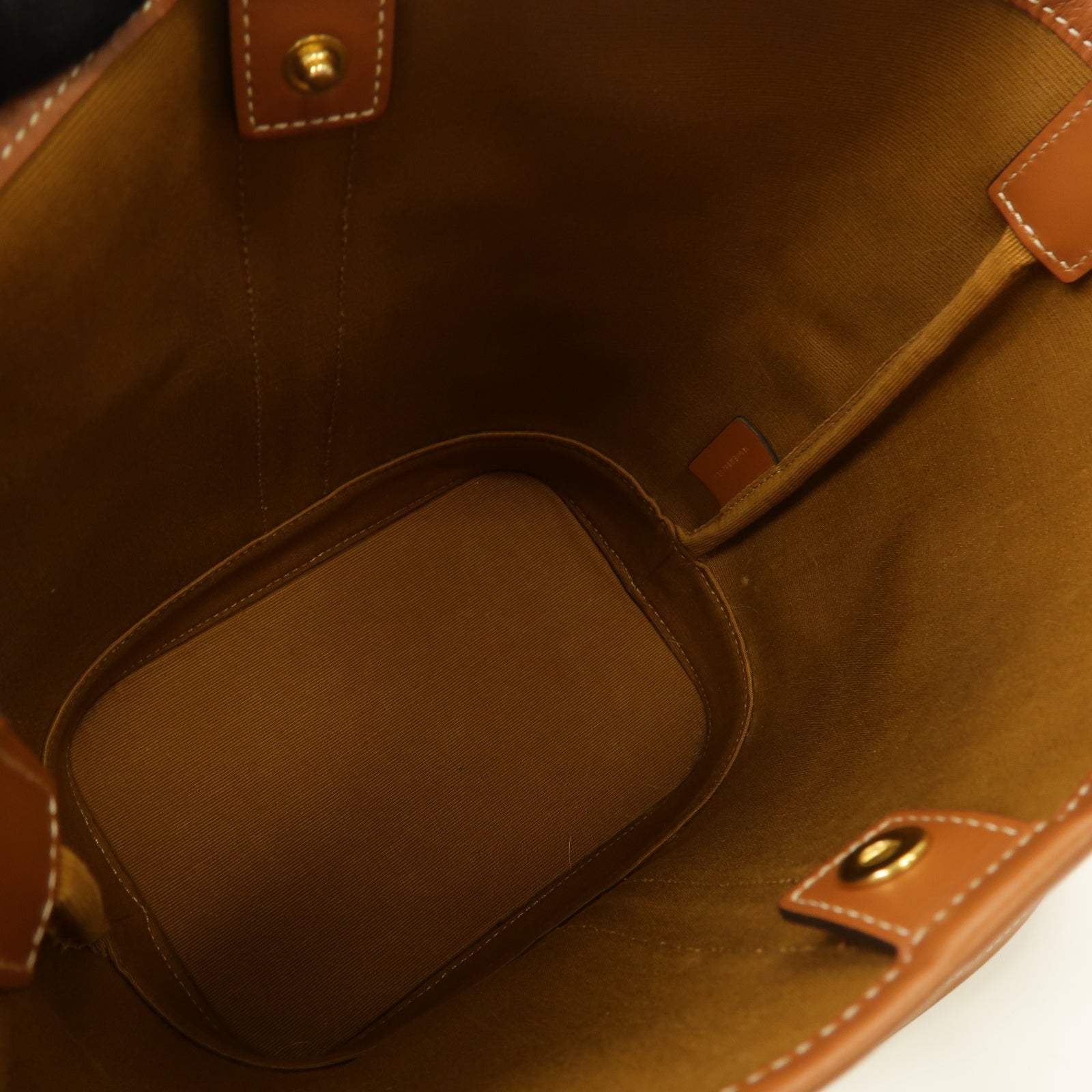 CELINE 塗層帆布Small Bucket In Triomphe金扣肩背袋棕色