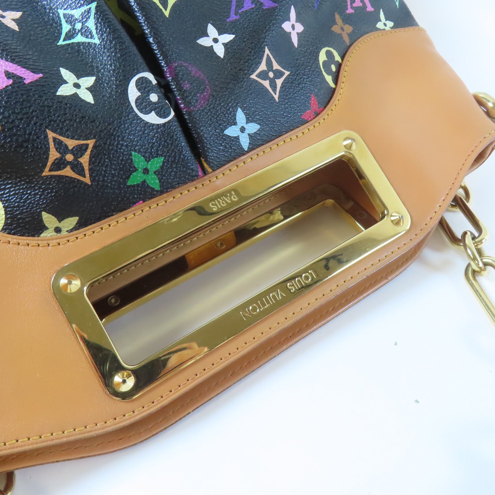 LOUIS VUITTON Monogram Multicolore Judy MM金扣手挽肩背兩用袋黑色/啡色