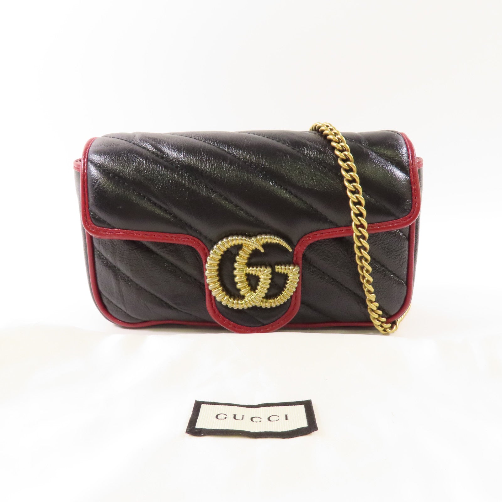 GUCCI 牛皮皮革Shoulder Bag金扣鏈帶肩背袋