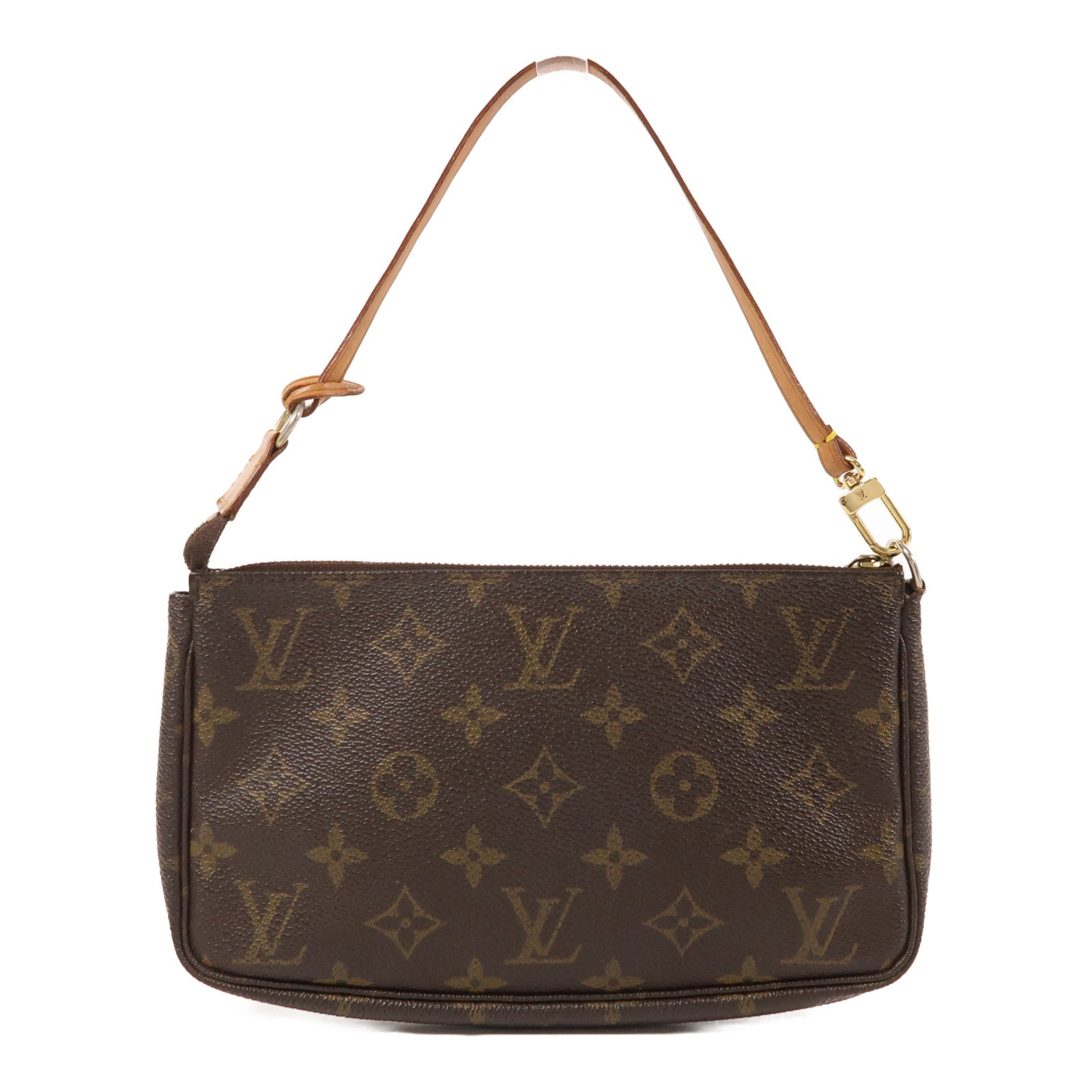LOUIS VUITTON Monogram Pochette Accessoires金扣手拿包棕色