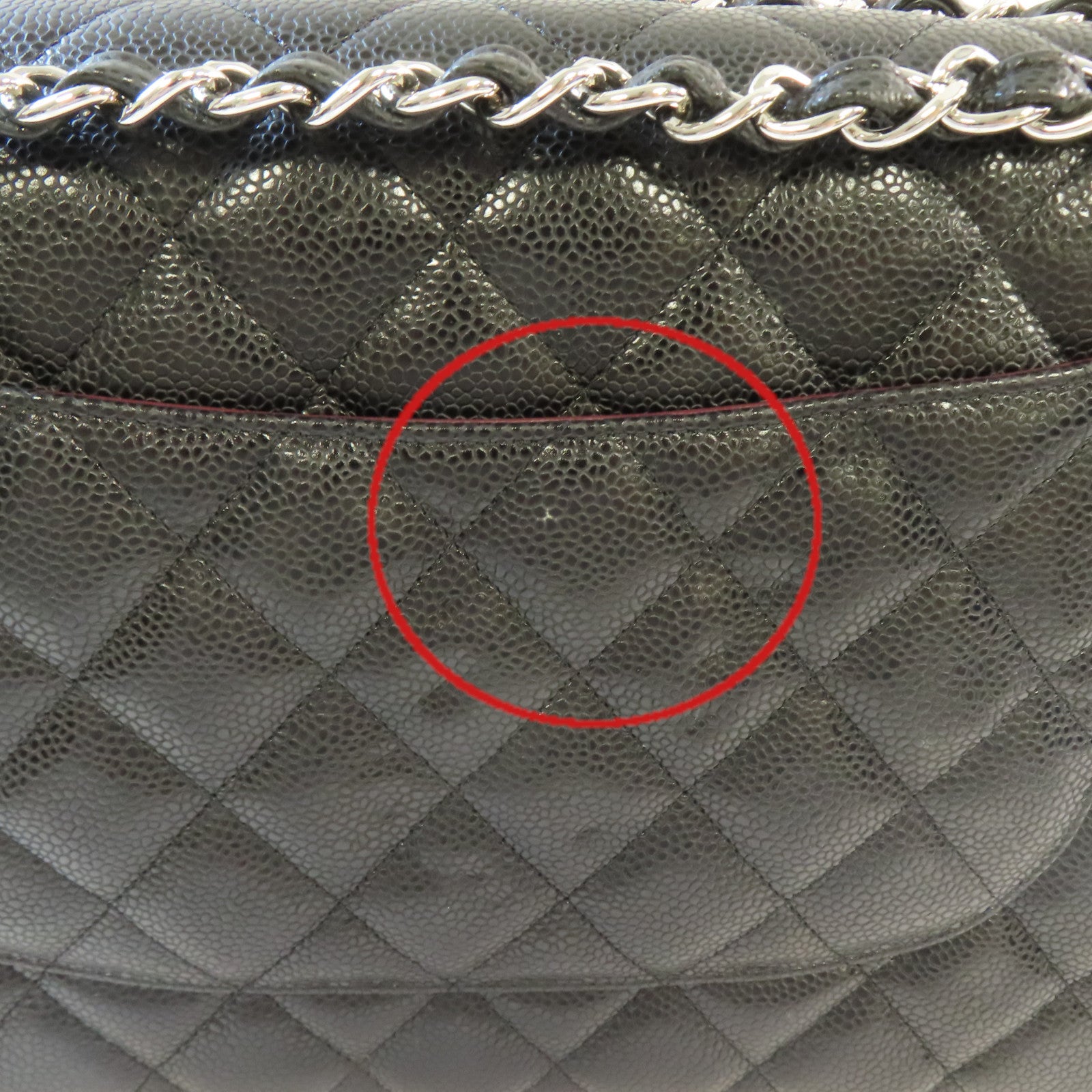 CHANEL **【激減優惠】菱格Caviar皮革Jumbo Chain Shoulder Bag銀扣鏈帶肩背袋黑色