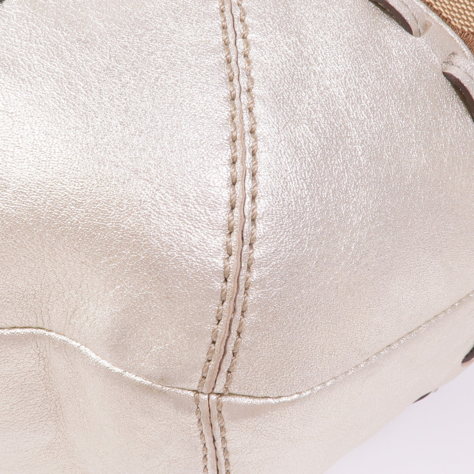 COACH 皮革/帆布Shoulder Bag銀扣肩背袋