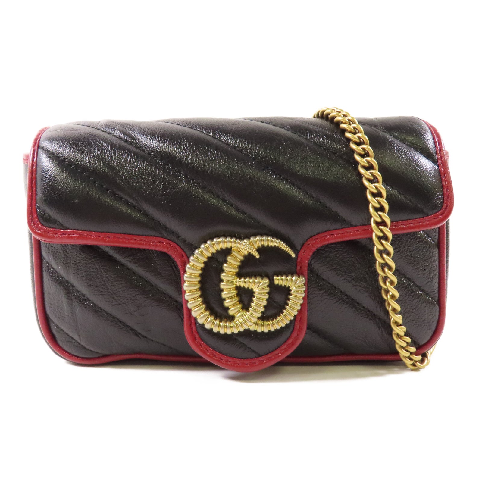 GUCCI 牛皮皮革Shoulder Bag金扣鏈帶肩背袋