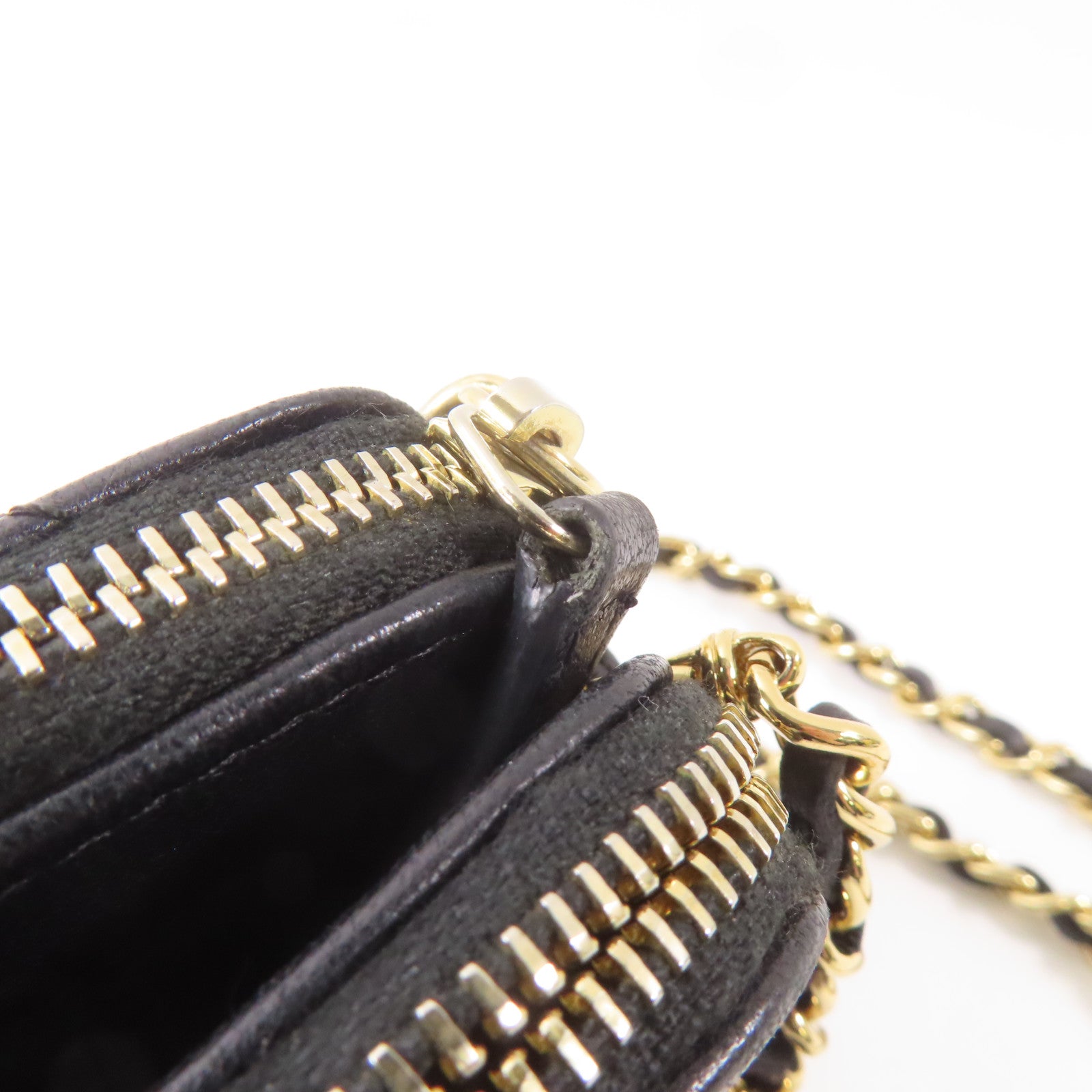 CHANEL 羊皮皮革Chain Shoulder Bag金扣鏈帶肩背袋黑色