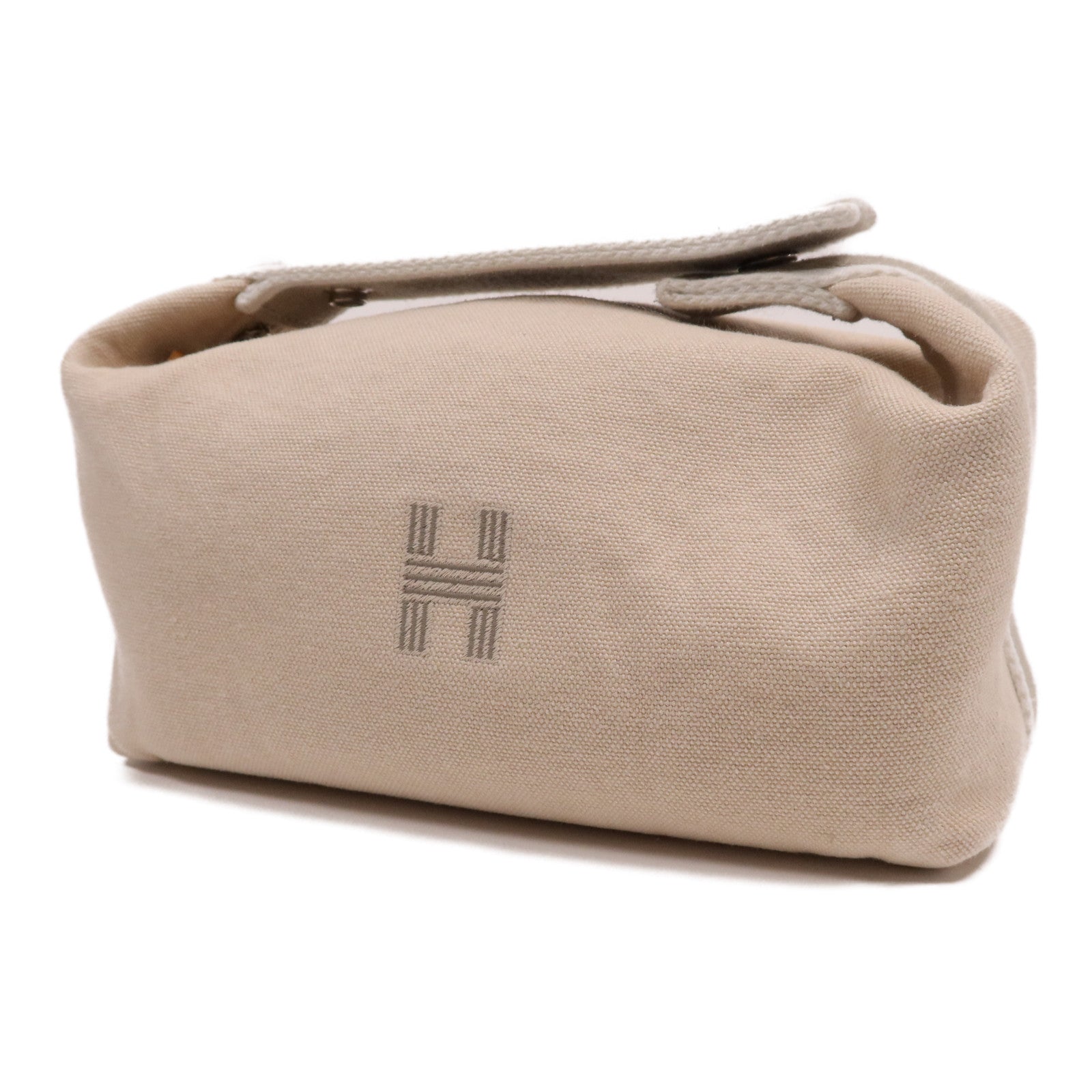 HERMES 帆布Bride A Brac PM銀扣手挽袋Beige