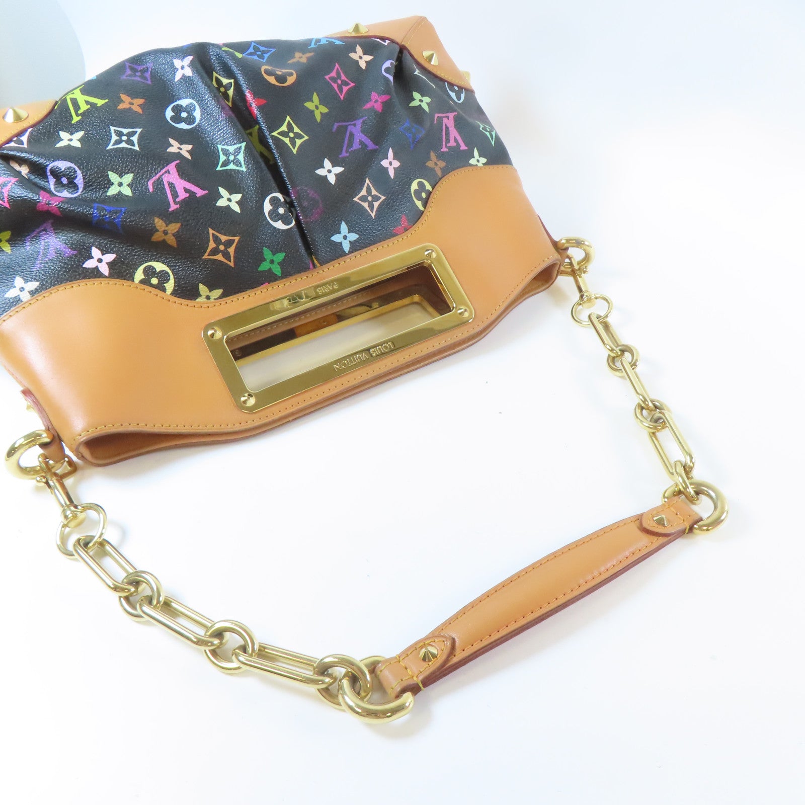 LOUIS VUITTON Monogram Multicolore Judy MM金扣手挽肩背兩用袋黑色/啡色
