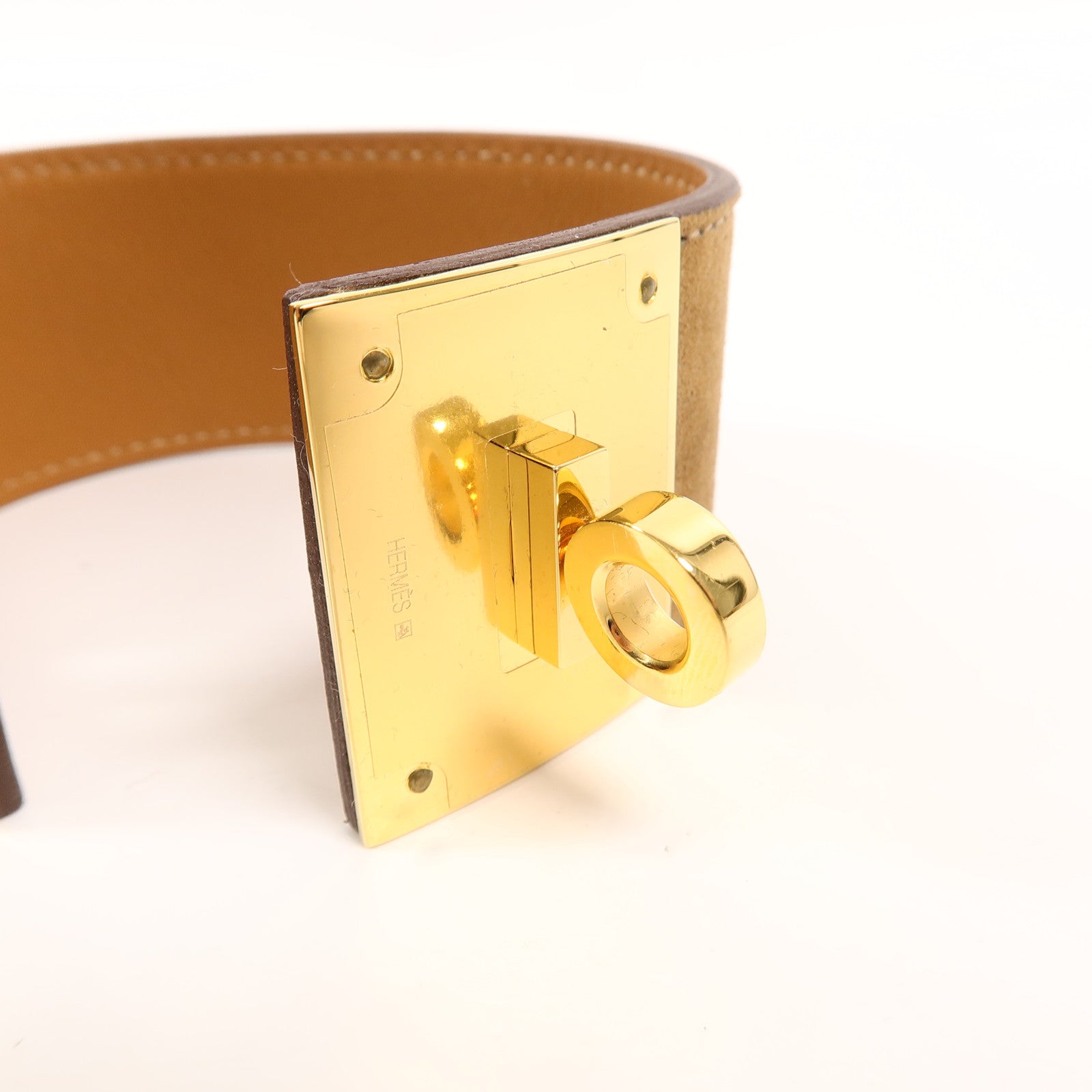 HERMES Doblis皮革Kelly Dog Bracelet手帶Alezan