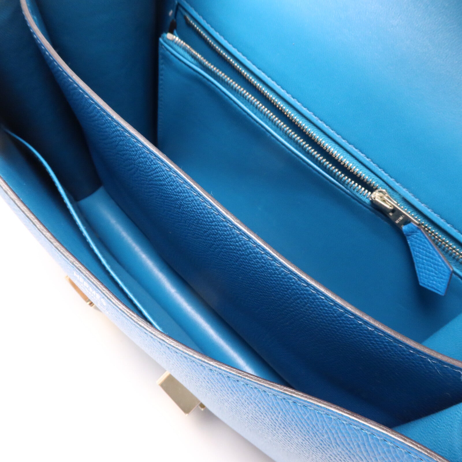 HERMES Epsom皮革Constance 24肩背袋Bleu Izmir